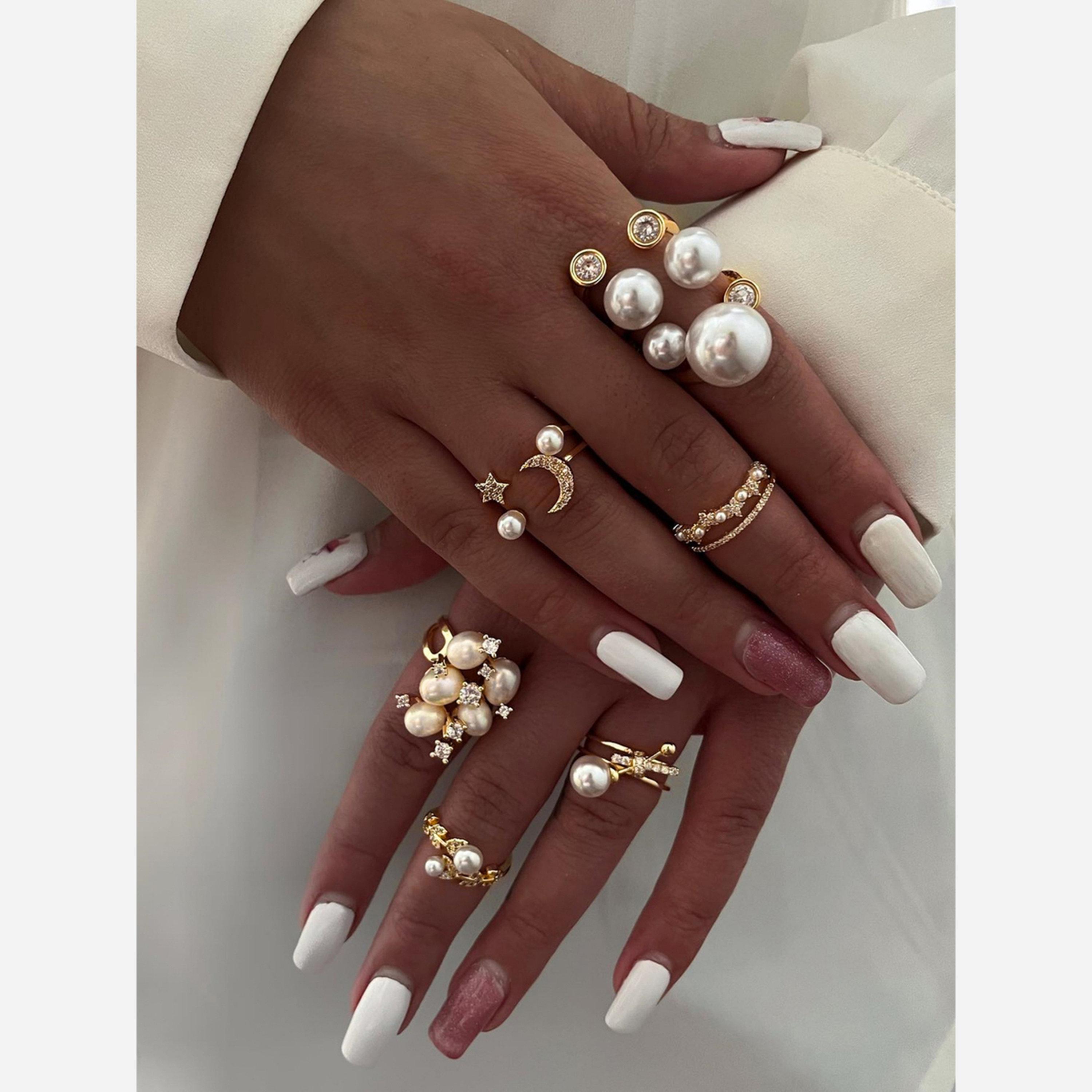 تيك تو - خاتم مرصع بأحجار الراين واللؤلؤ الصناعي-women-watchesandjewellery-jewellery-rings-image-2