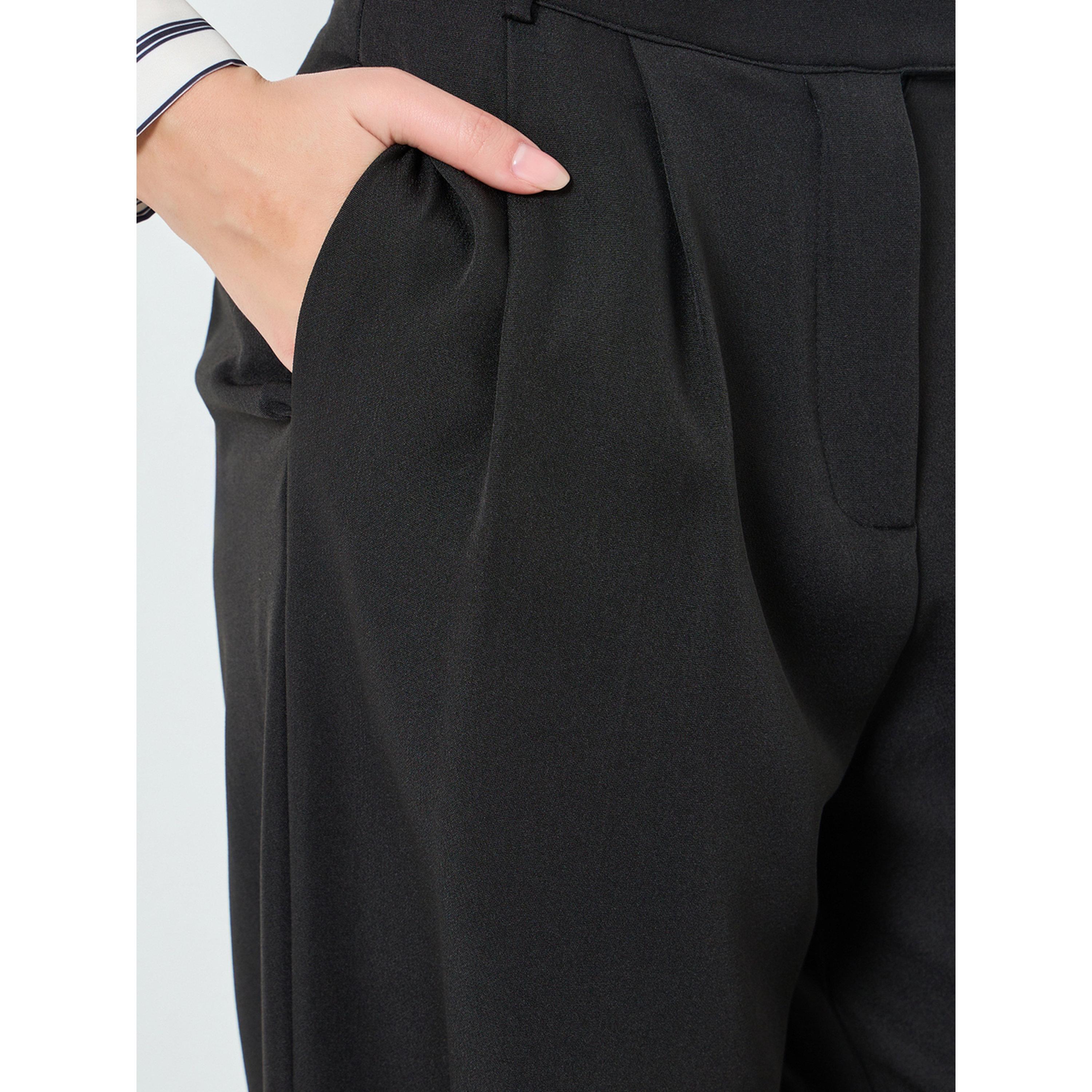 Styli Women Black Wide Leg Trousers-women-clothing-bottoms-trousers-image-3