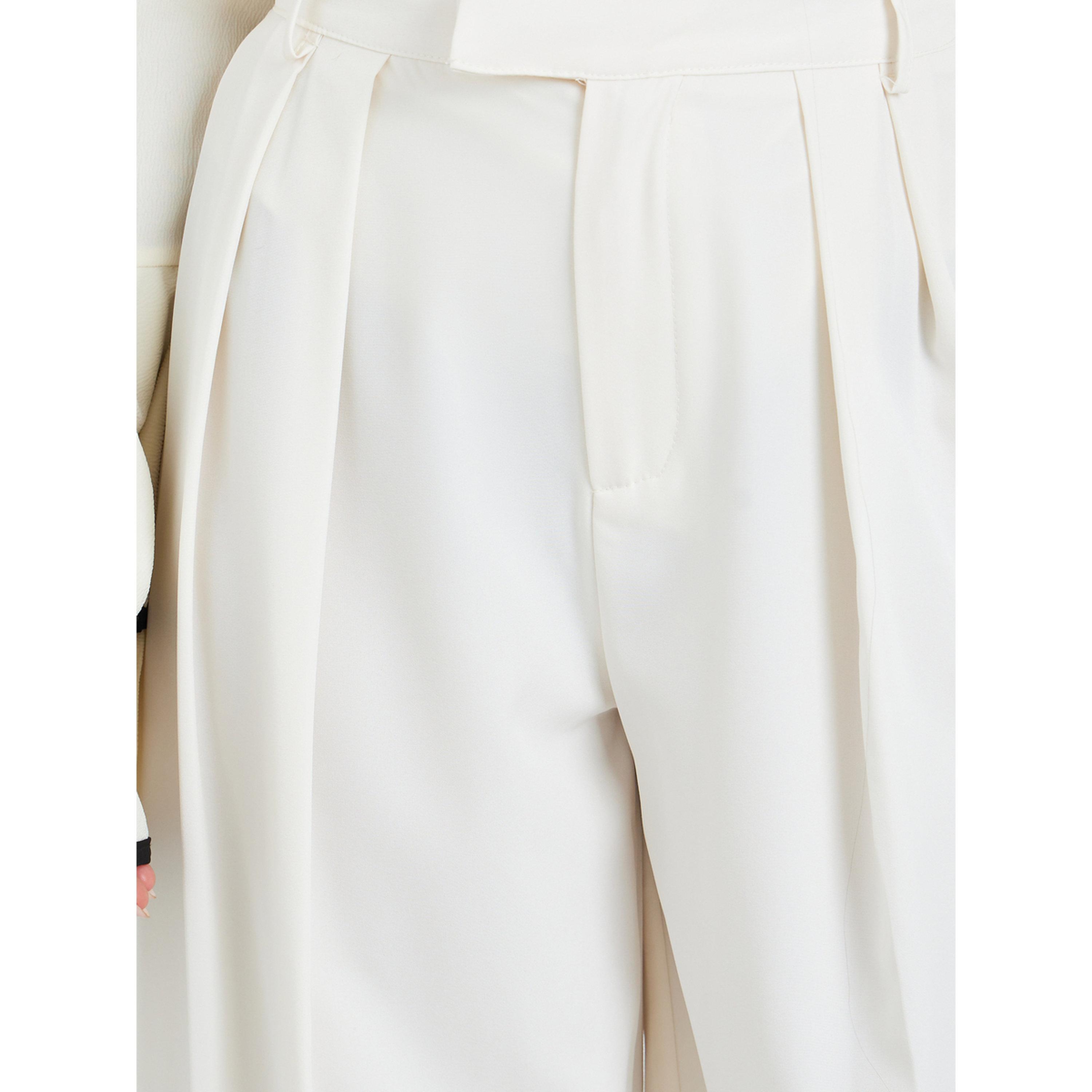 Styli Women Cream Wide Leg Trousers-women-clothing-bottoms-trousers-image-3