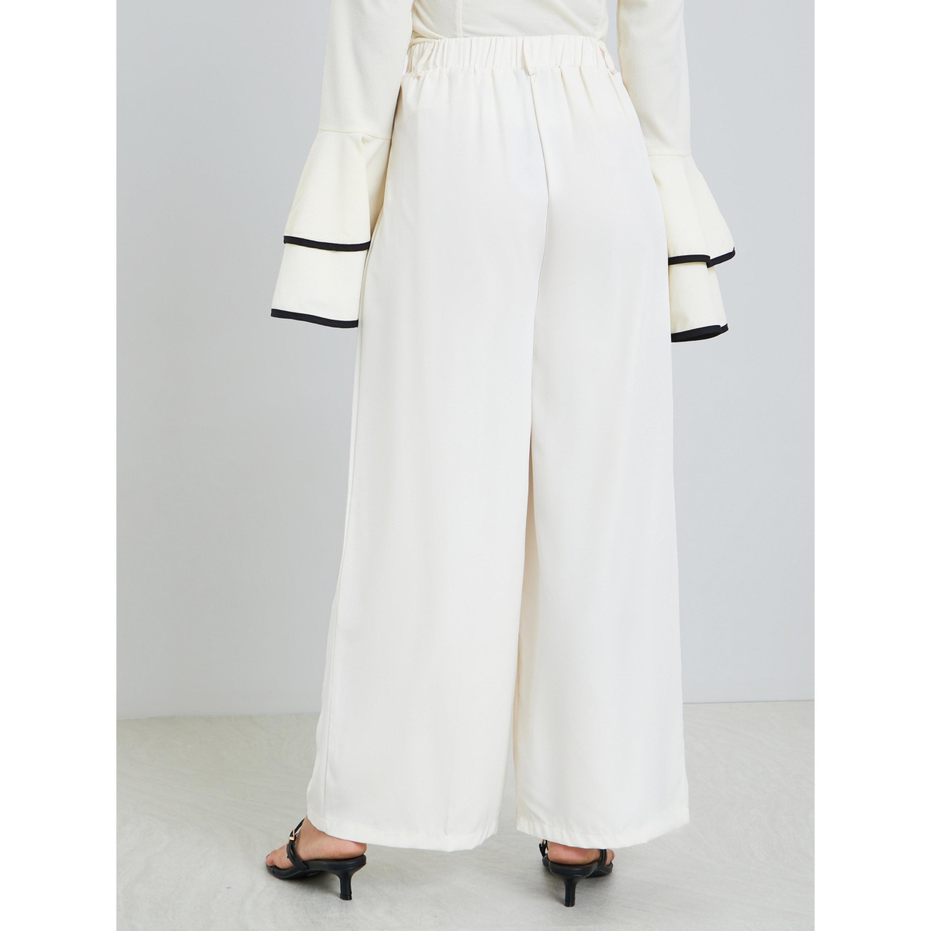Styli Women Cream Wide Leg Trousers-women-clothing-bottoms-trousers-image-4