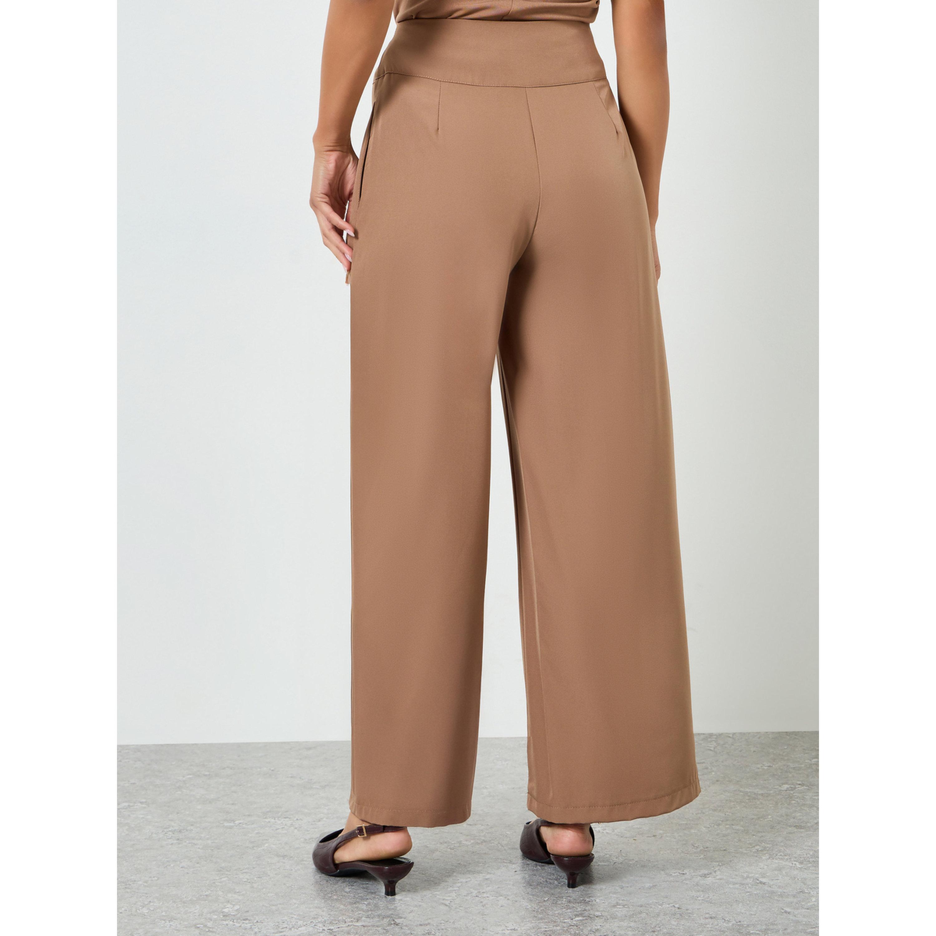 بنطال بأرجل واسعة لون بيج-women-clothing-bottoms-trousers-image-4