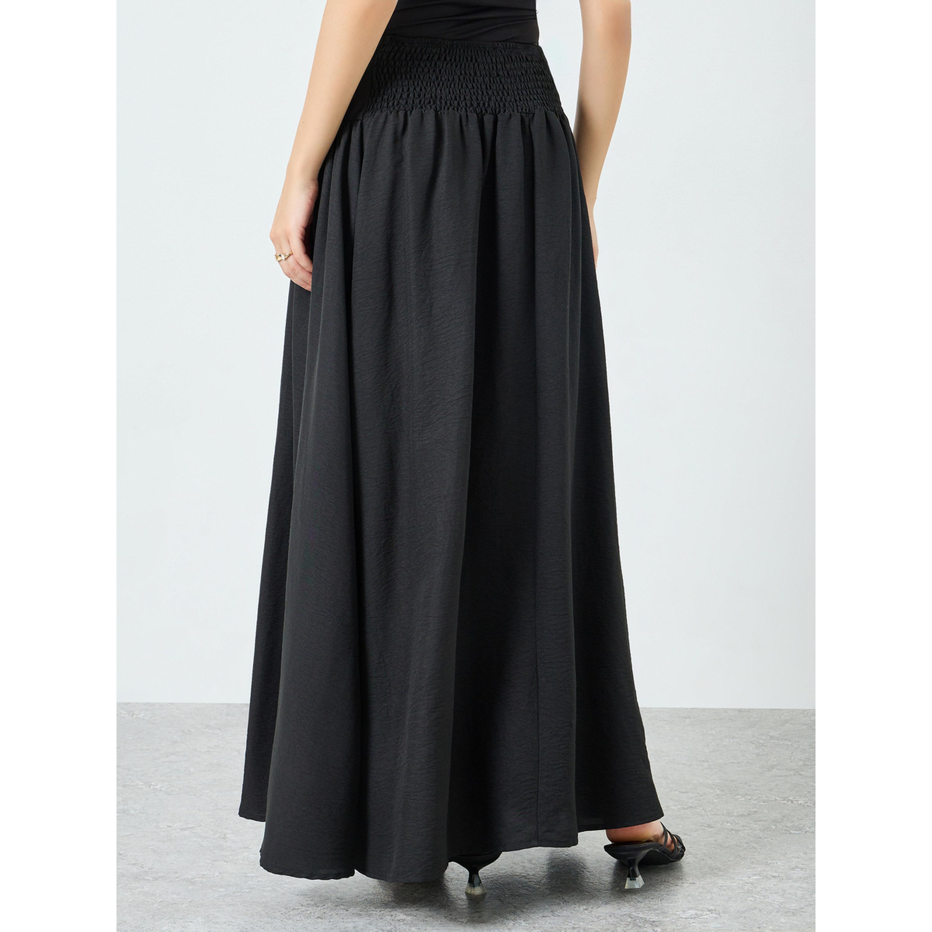 Styli Women Black A-Line Maxi Skirt-women-clothing-bottoms-skirts-image-4