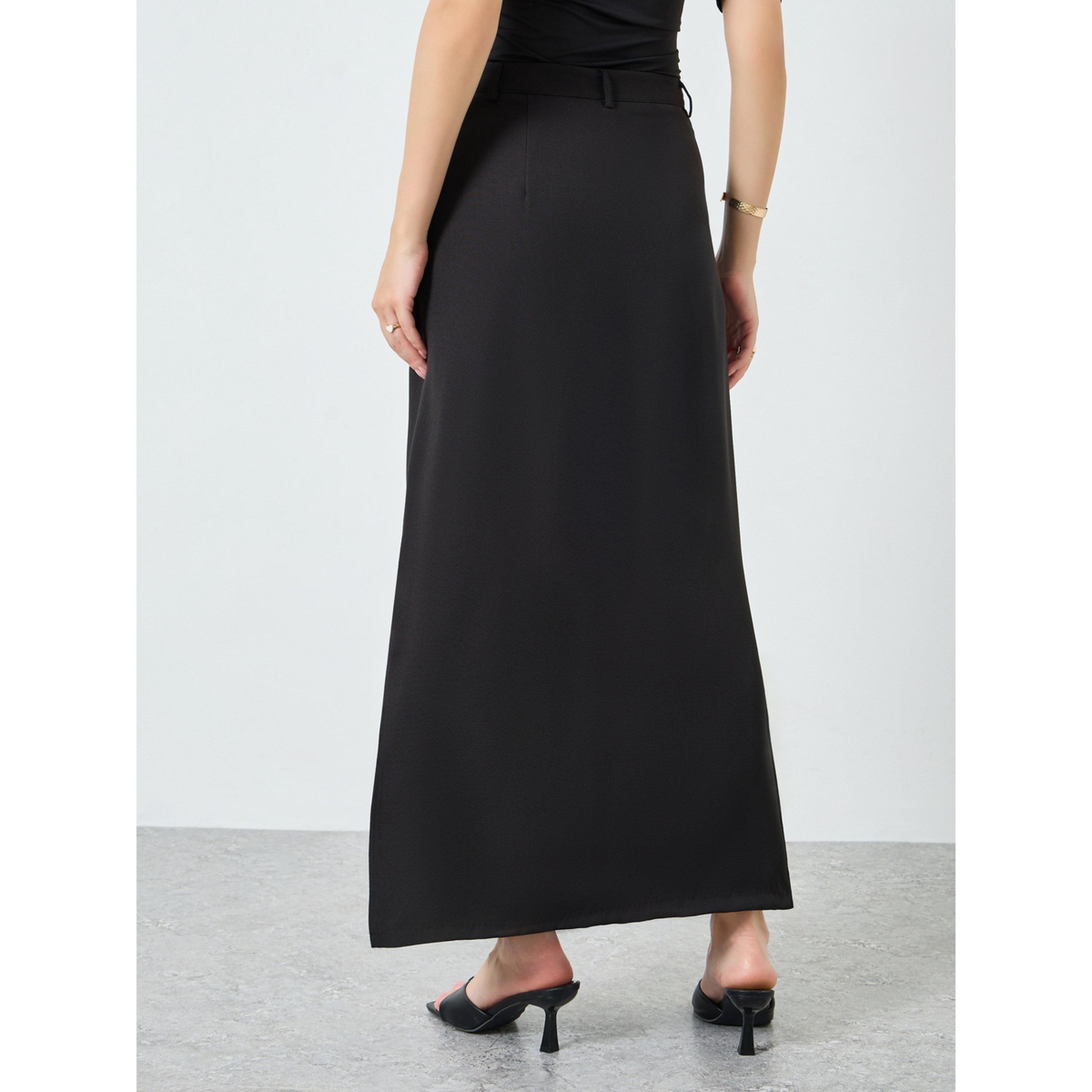Styli Women Black Straight Fit Maxi Skirt-women-clothing-bottoms-skirts-image-4