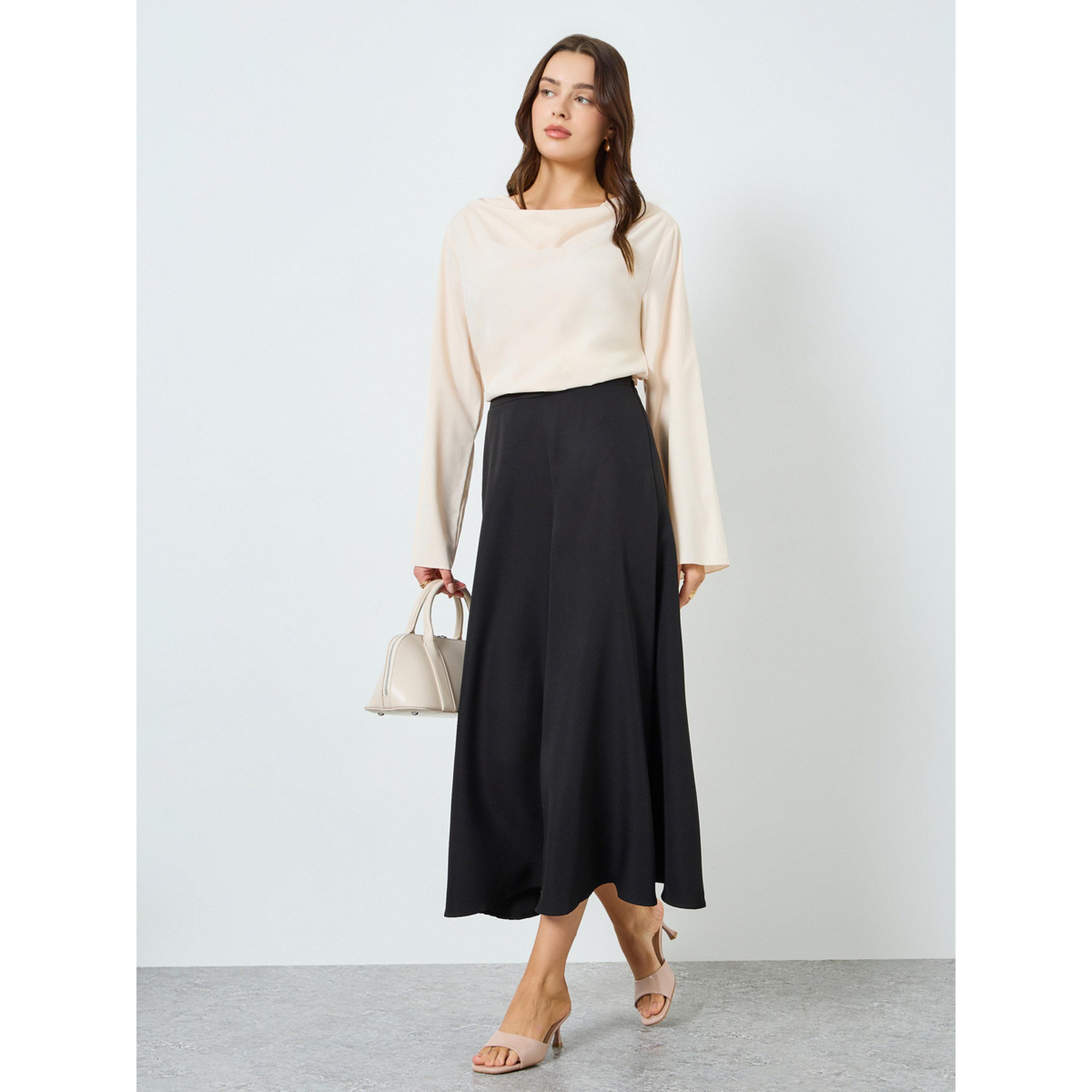 تنورة طويلة سادة بحافة واسعة-women-clothing-bottoms-skirts-image-2