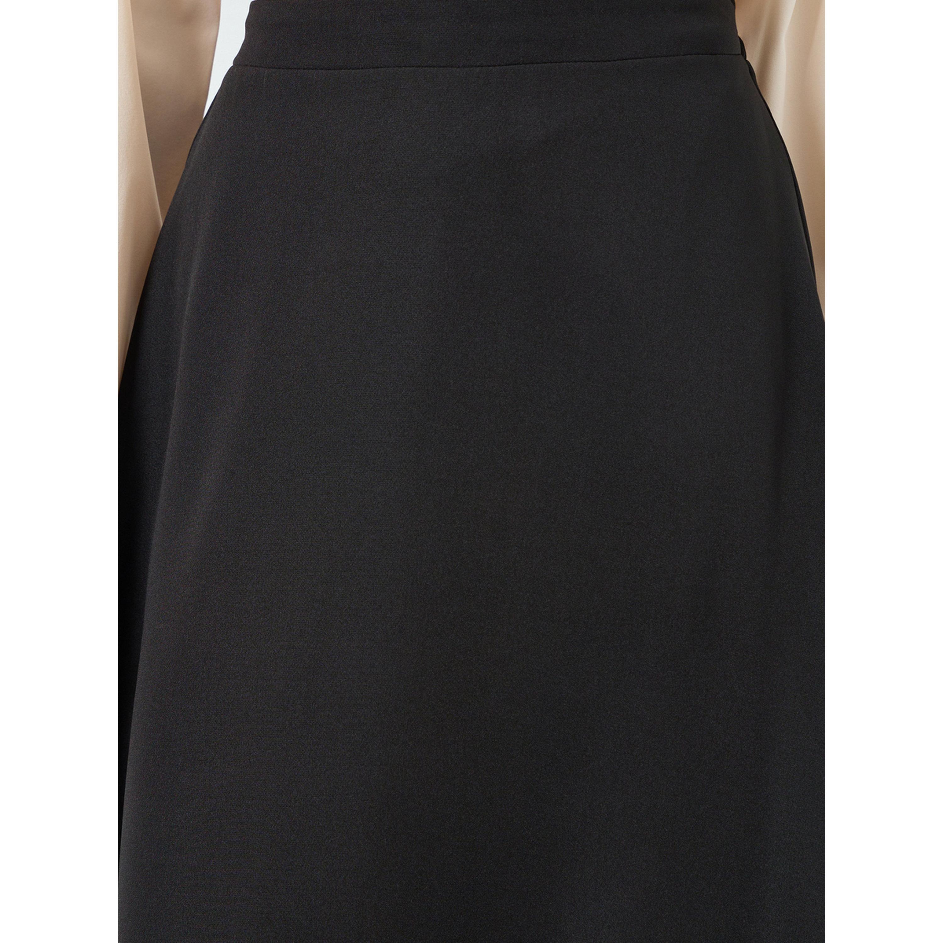 Styli Black Solid A-Line Maxi Skirt-women-clothing-bottoms-skirts-image-3