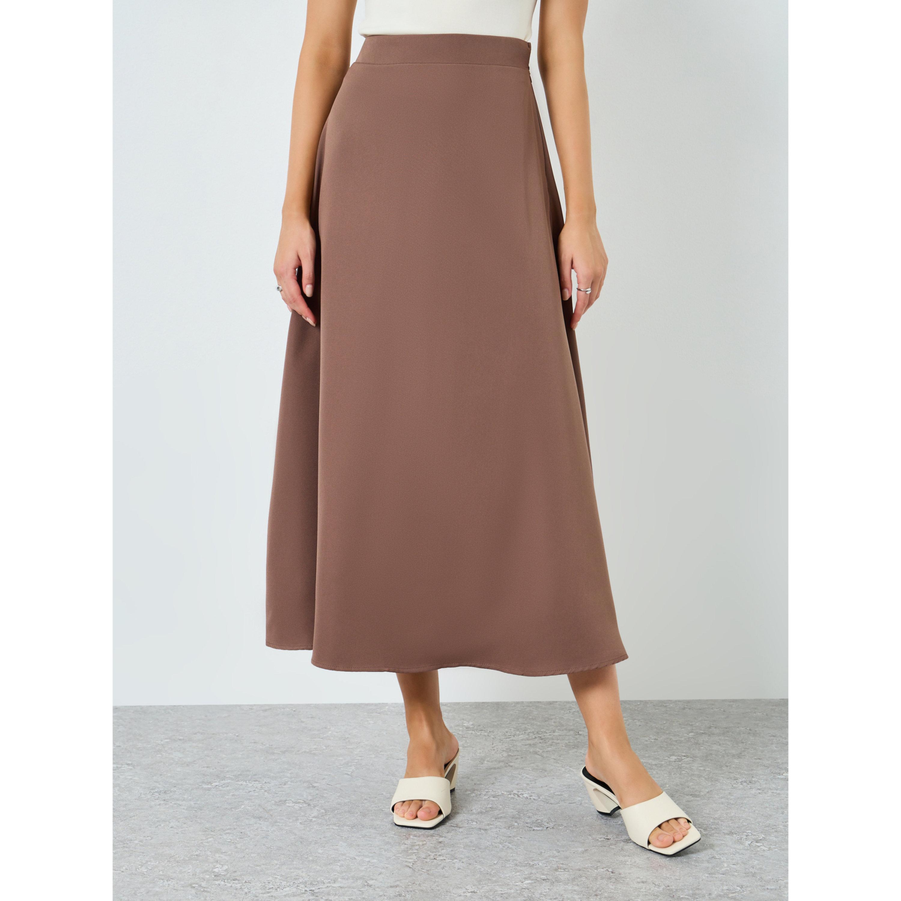تنورة طويلة سادة بحافة واسعة-women-clothing-bottoms-skirts-image-4