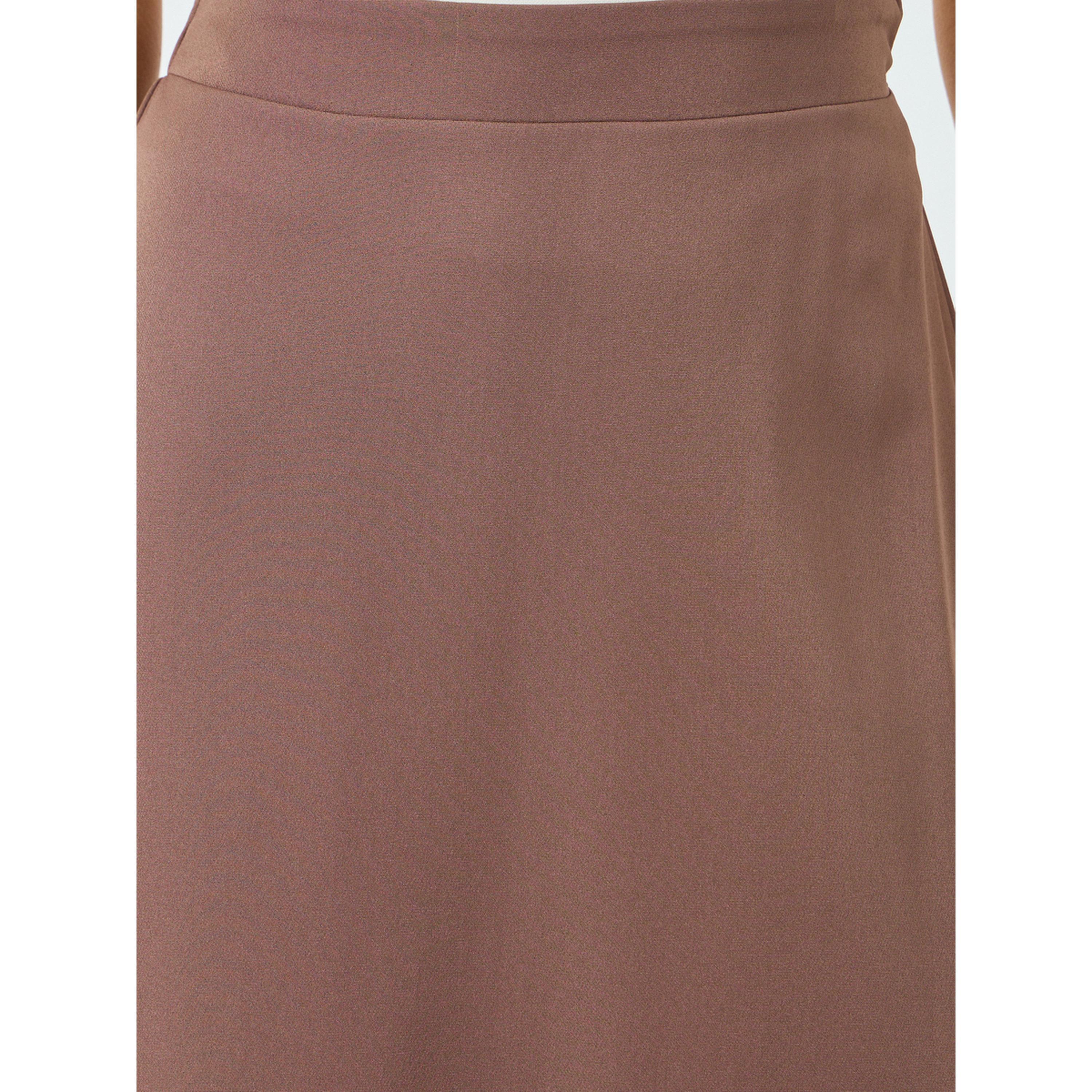 Styli Brown  Solid A-Line Maxi Skirt-women-clothing-bottoms-skirts-image-3