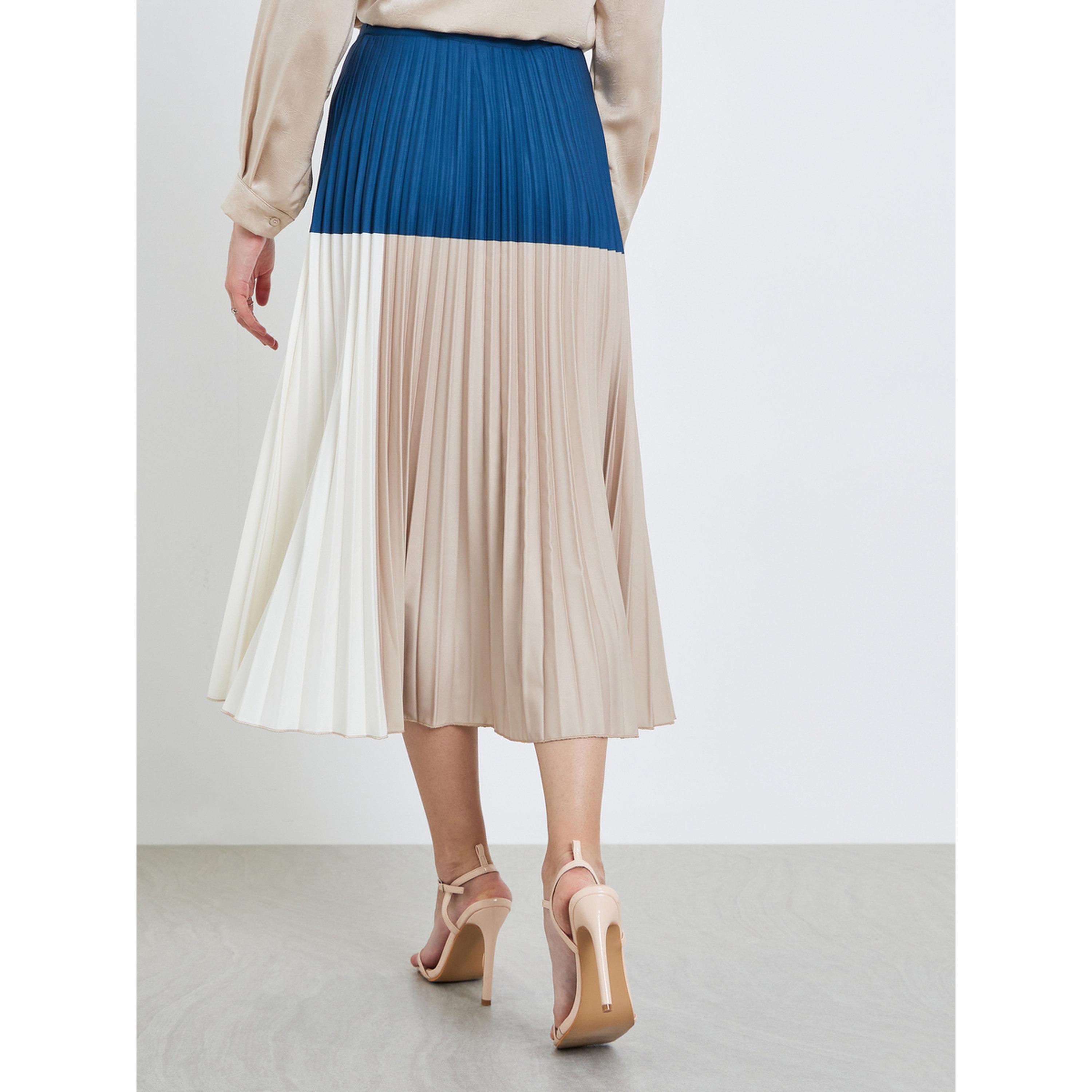 Styli Women Color Block Pleated A-Line Maxi Skirt-women-clothing-bottoms-skirts-image-4