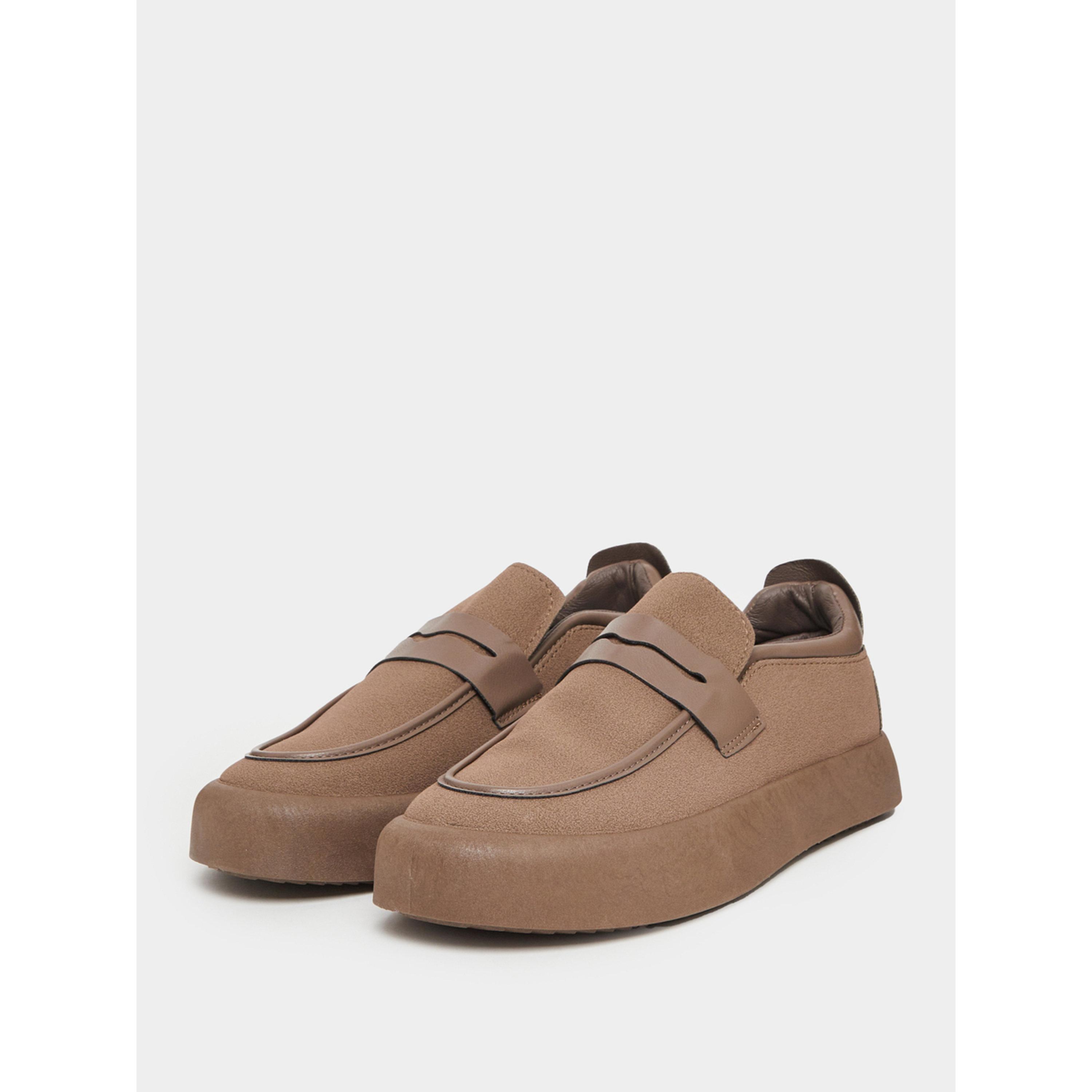 Styli Men Brown Suede-Look Loafers-men-shoes-loafersandmoccasins-image-1