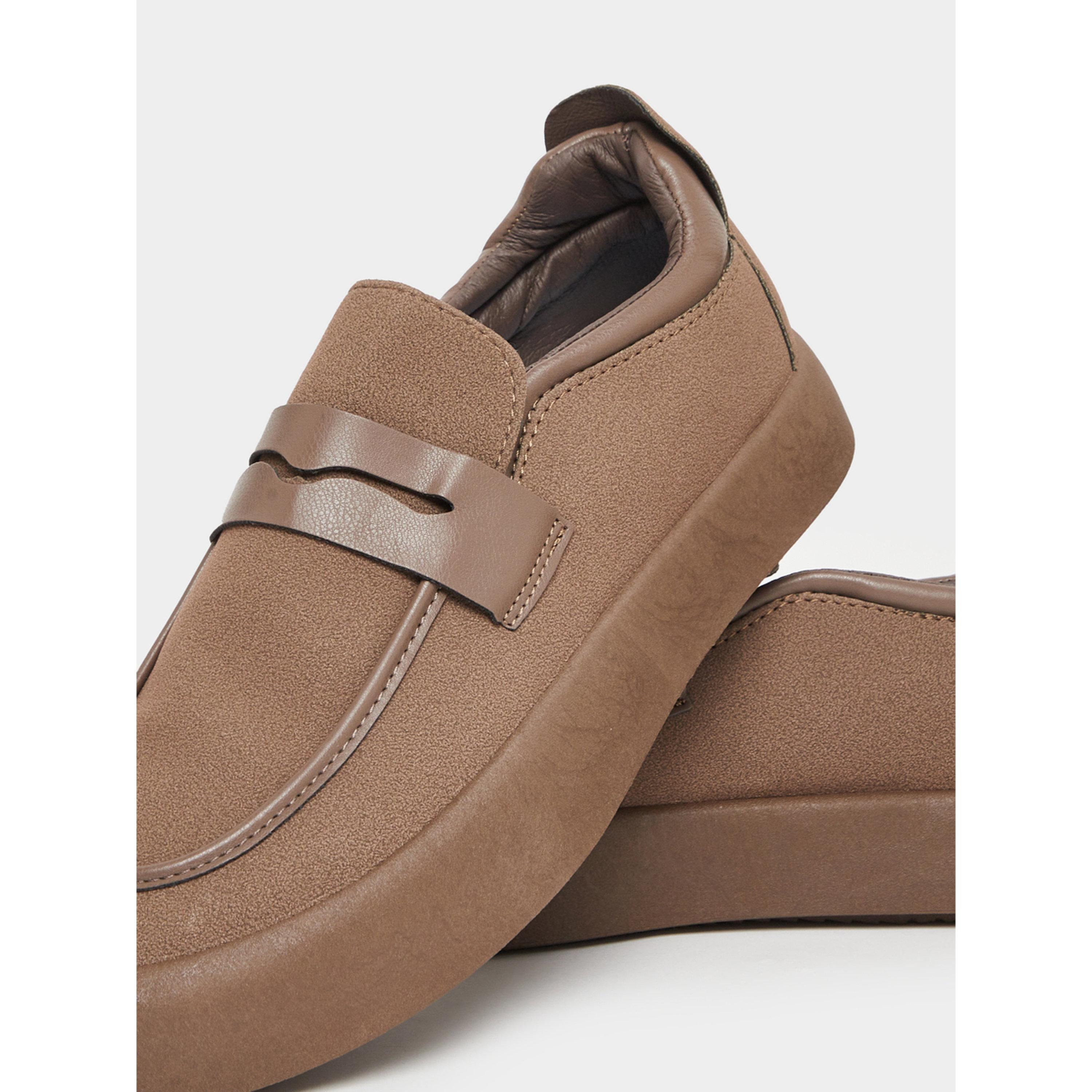 Styli Men Brown Suede-Look Loafers-men-shoes-loafersandmoccasins-image-4