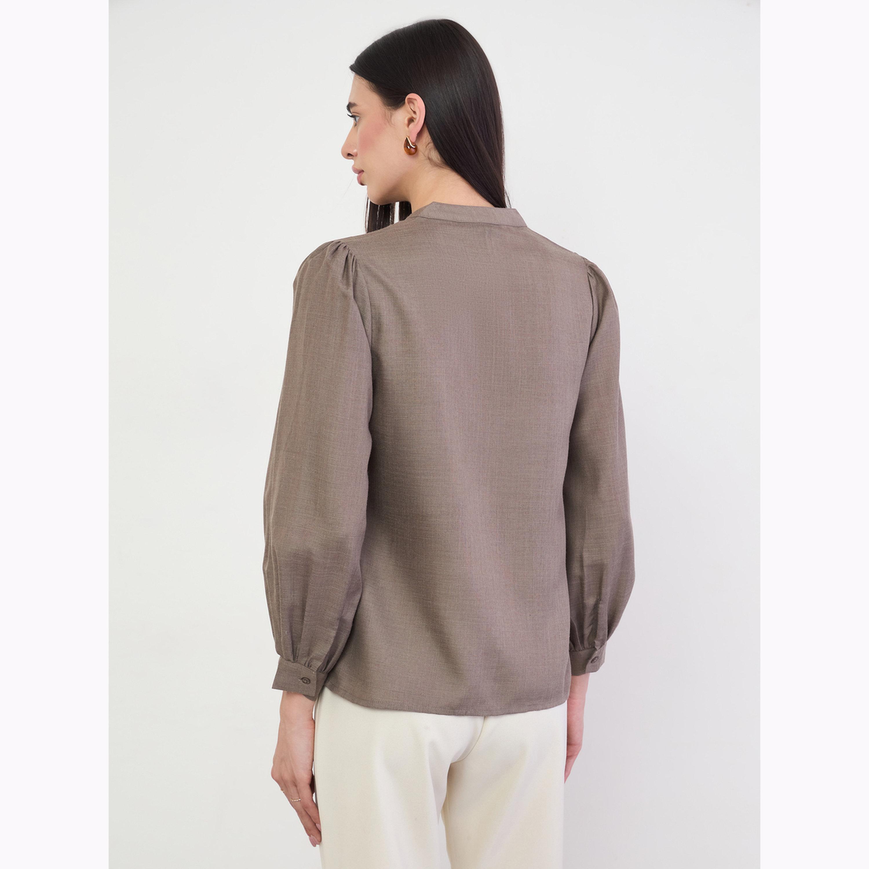 Styli Brown Lace Trim Long Sleeve Blouse-women-clothing-shirtsandblouses-shirts-image-4