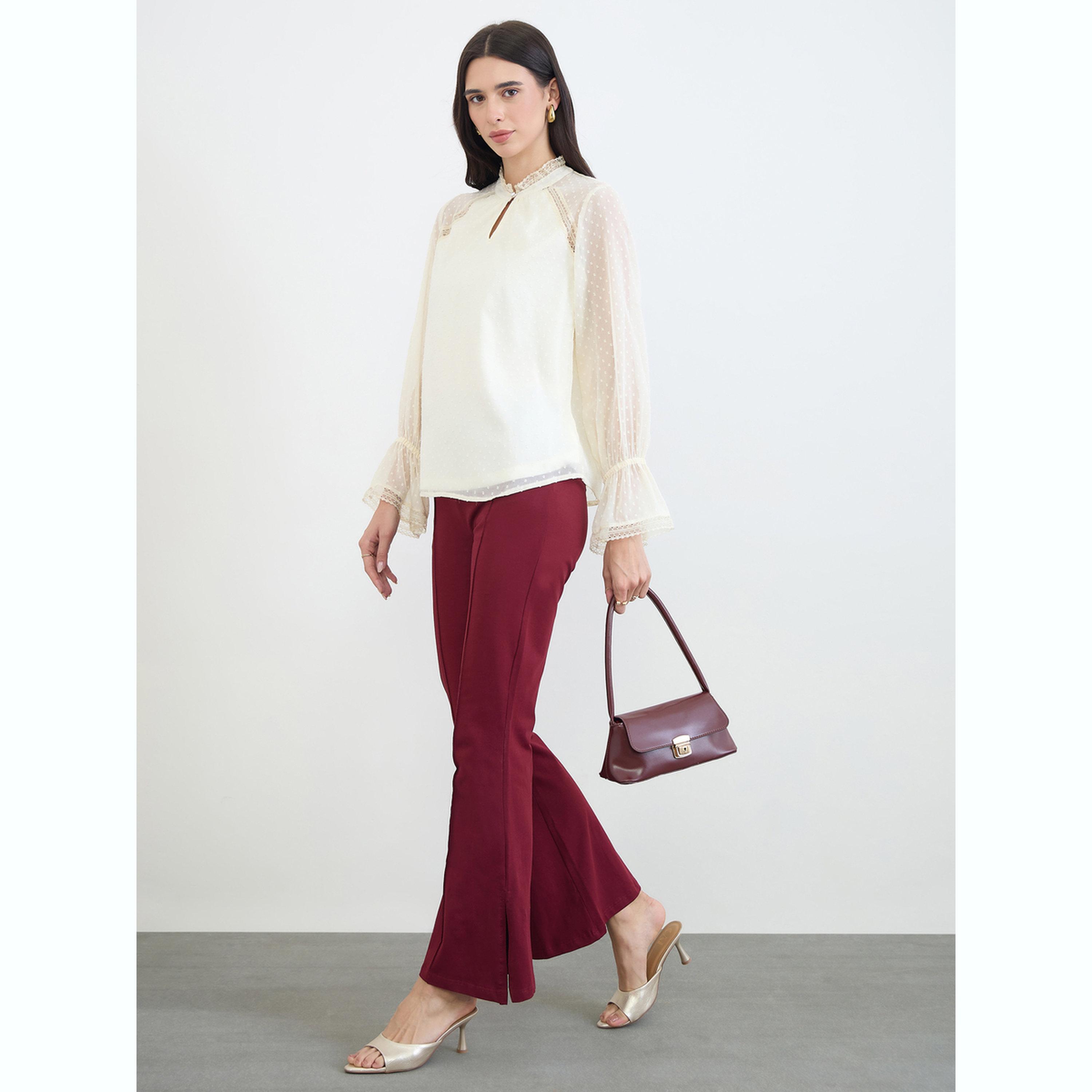 بلوزة دوبي بتفاصيل دانتيل أوف وايت-women-clothing-shirtsandblouses-blouses-image-2