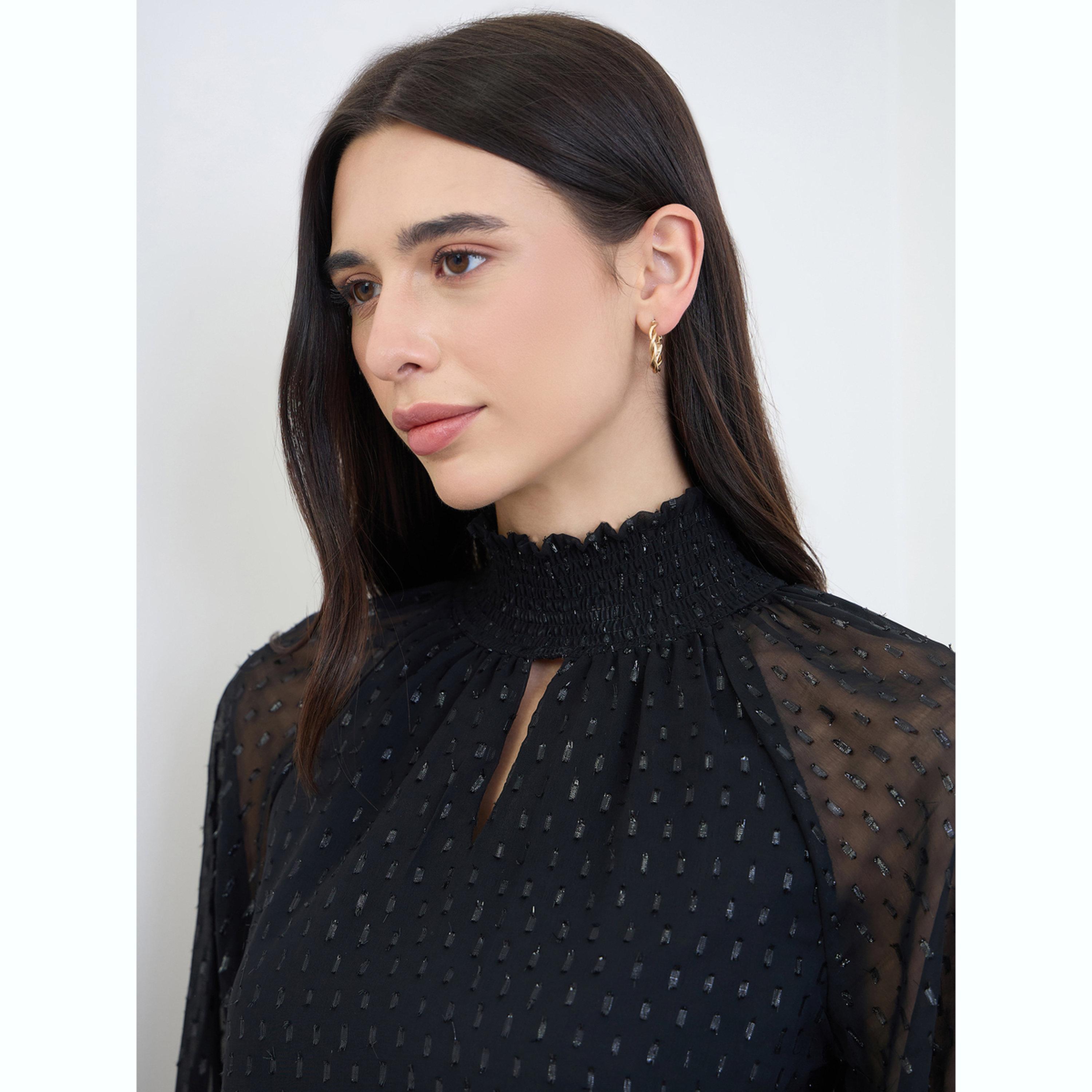 Styli Black Lurex Semi Sheer Sleeve Blouse-women-clothing-shirtsandblouses-blouses-image-4