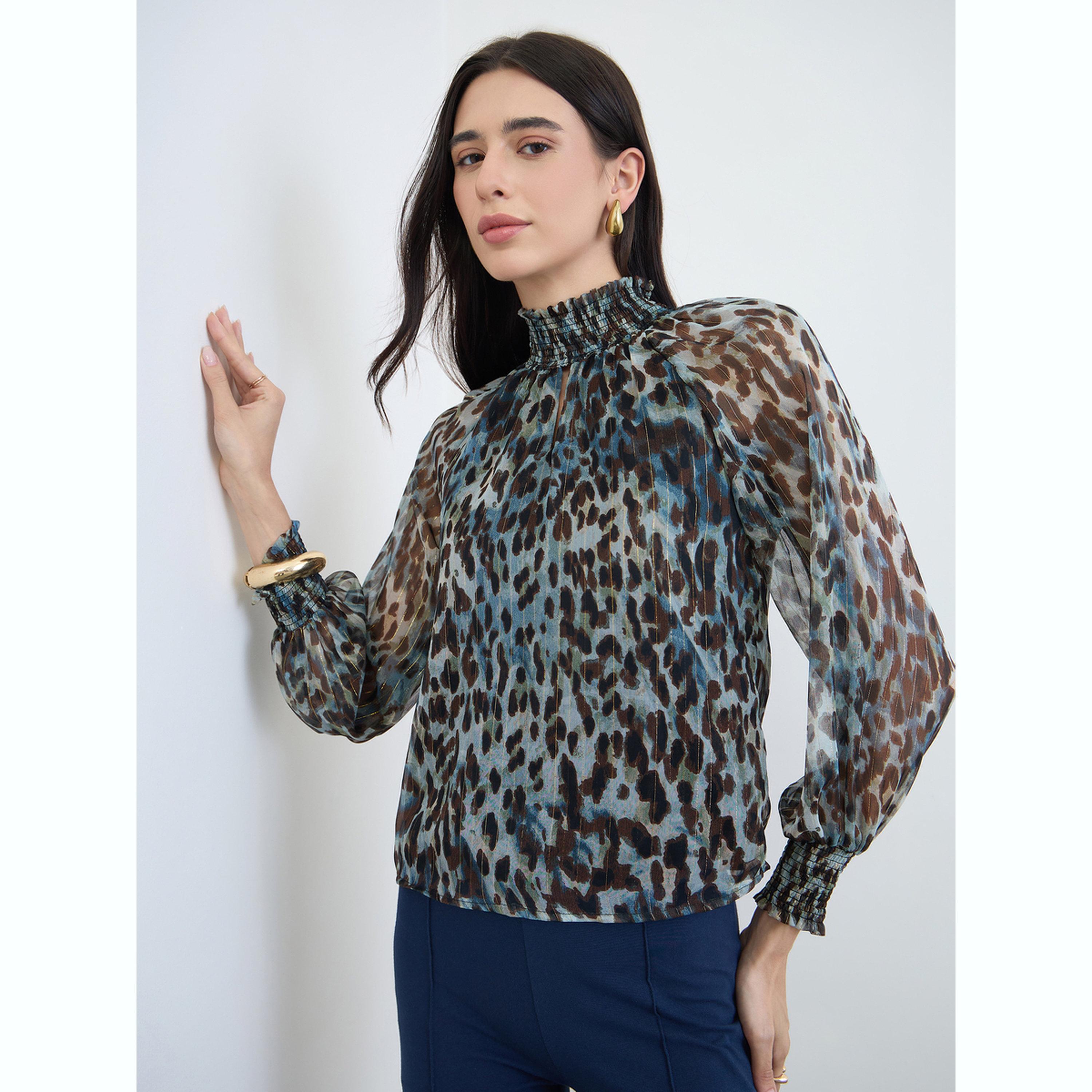 بلوزة شفافة لوريكس بنقشة حيوان-women-clothing-shirtsandblouses-blouses-image-3