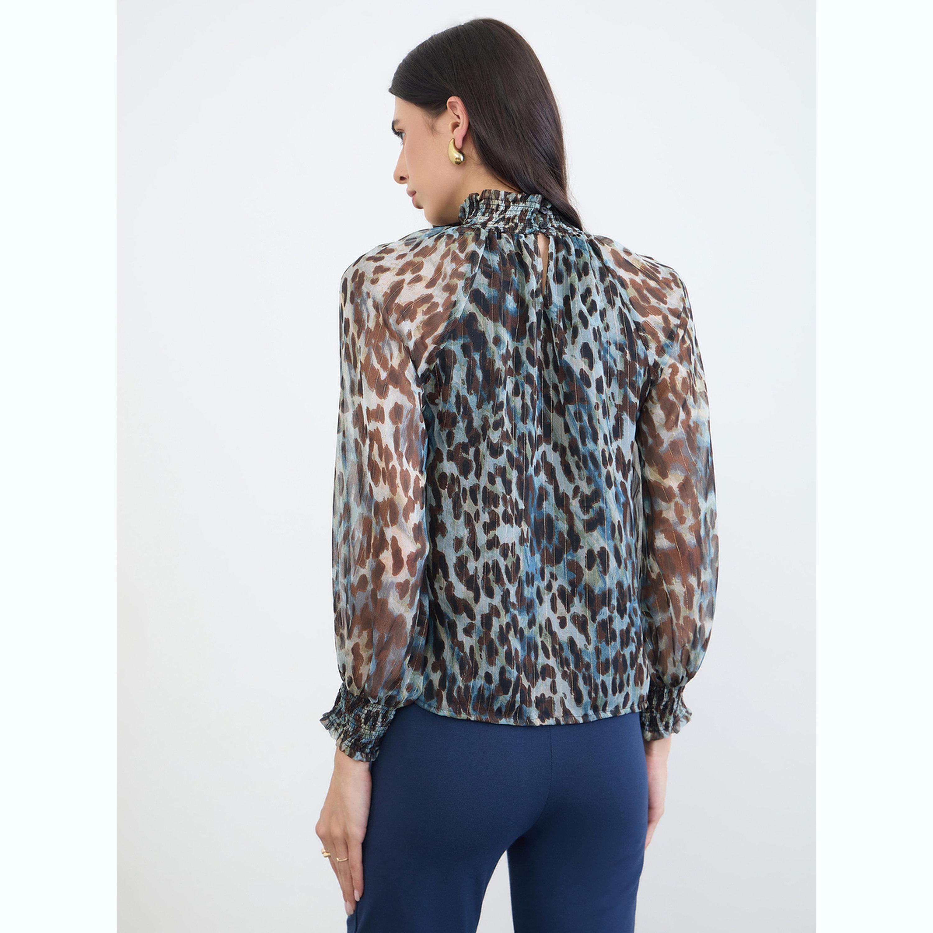 بلوزة شفافة لوريكس بنقشة حيوان-women-clothing-shirtsandblouses-blouses-image-4