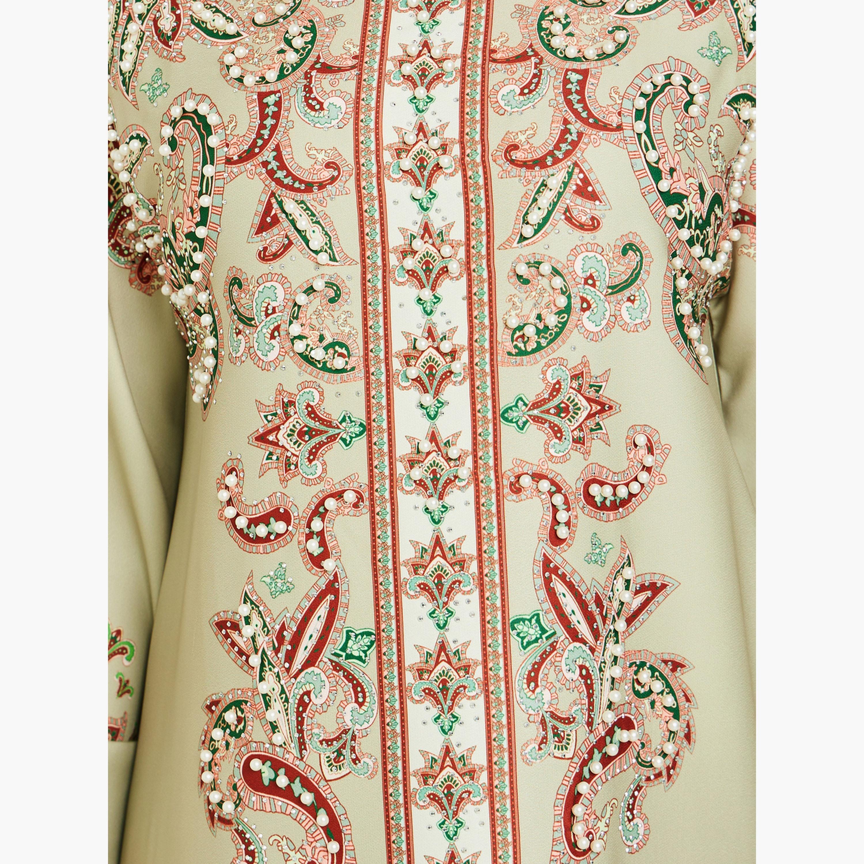 Amirah X Styli Women Green Embellished Long Sleeve Jalabiya-women-arabicclothing-jalabiyas-image-4