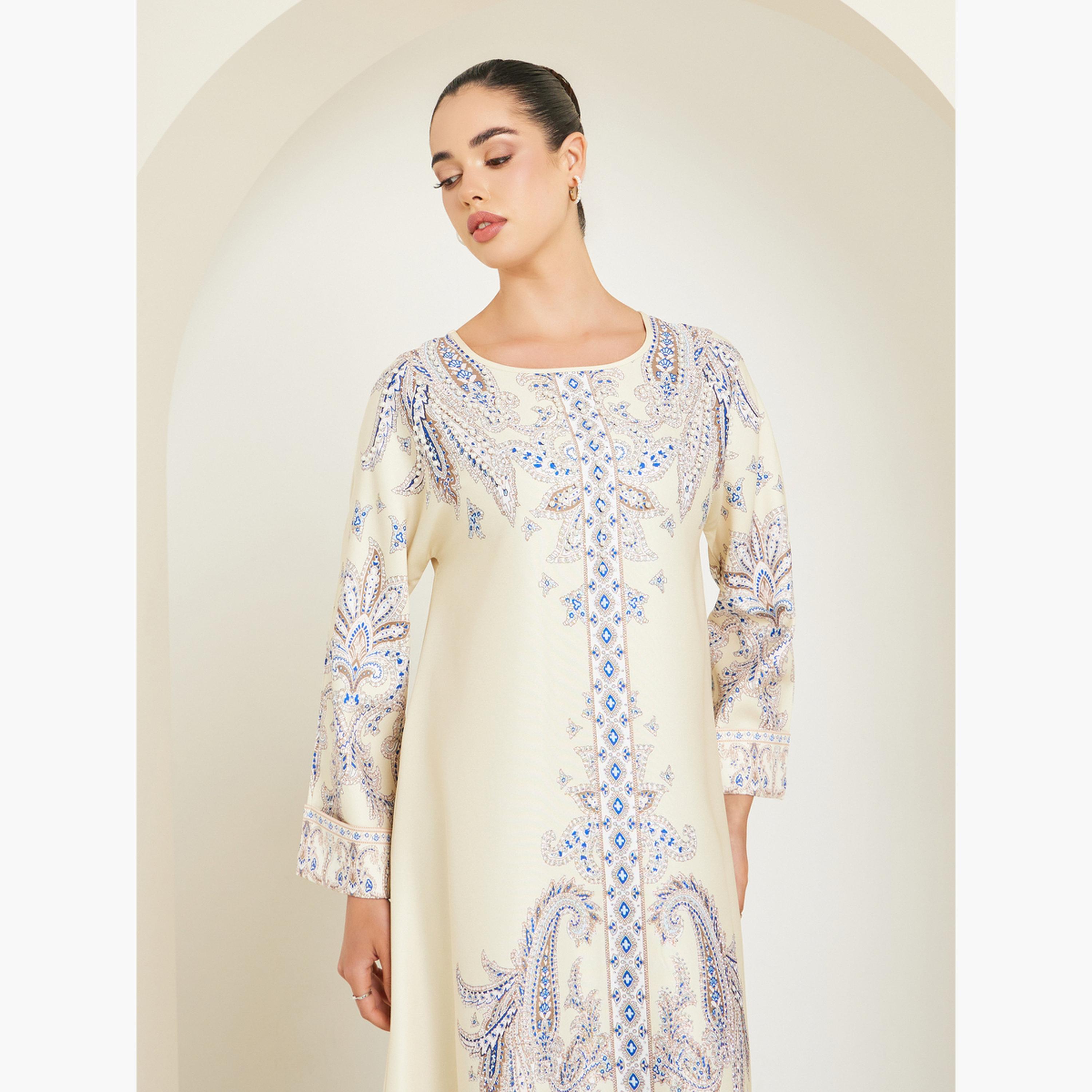 جلابية بأكمام طويلة وتفاصيل مزينة-women-arabicclothing-jalabiyas-image-2