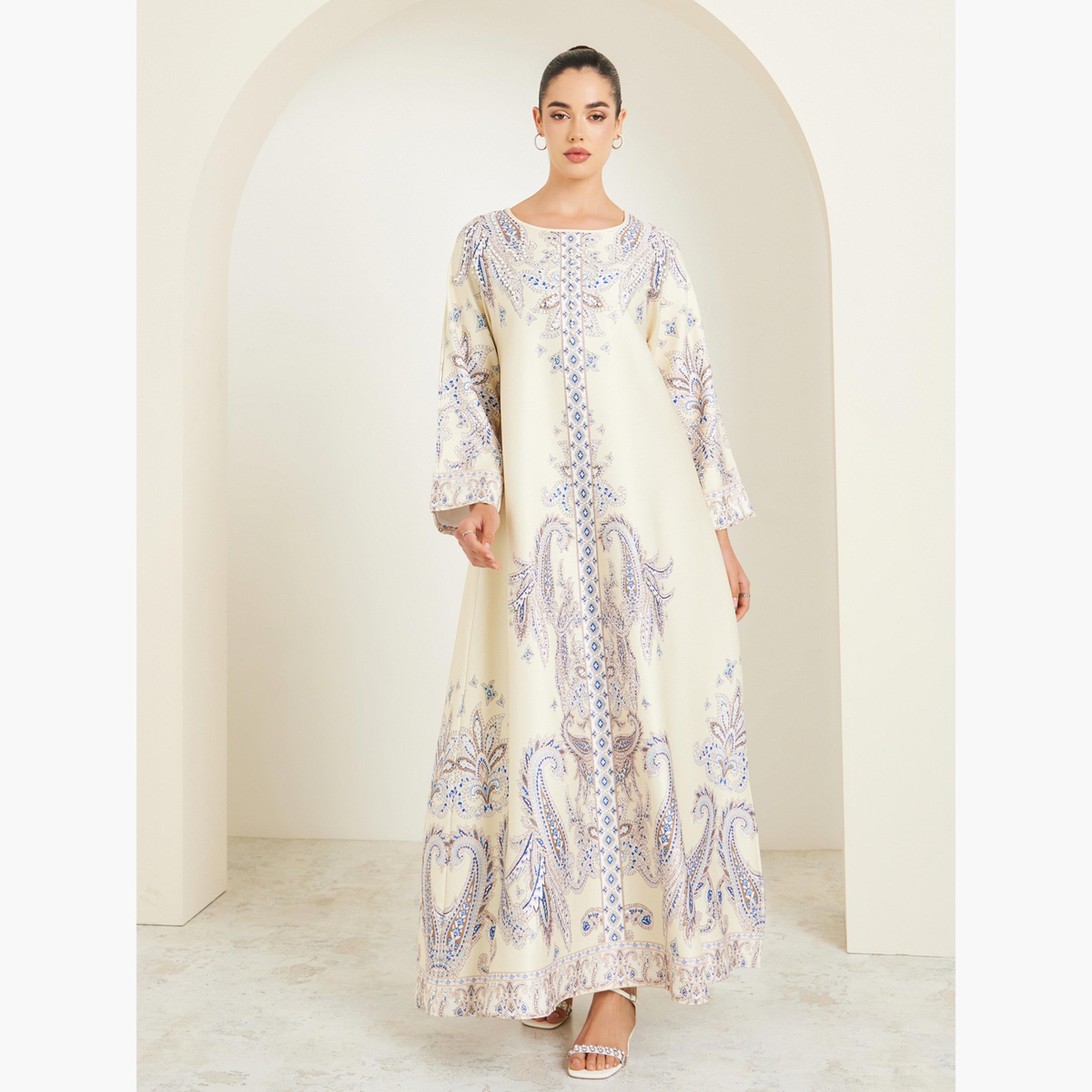 جلابية بأكمام طويلة وتفاصيل مزينة-women-arabicclothing-jalabiyas-image-3