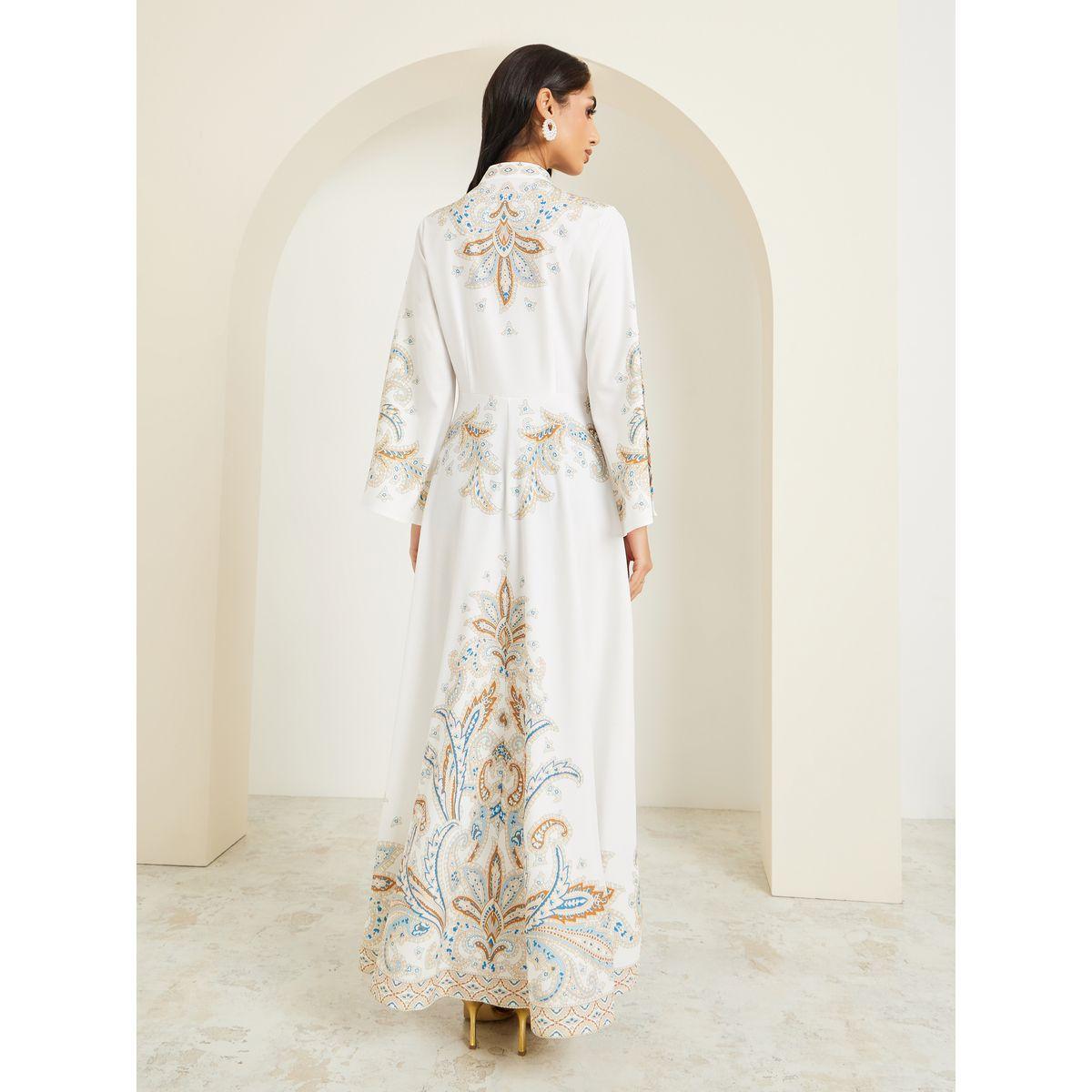 Styli Women Placement Print Jalabiya with Pearl Embellishment-women-arabicclothing-jalabiyas-image-5