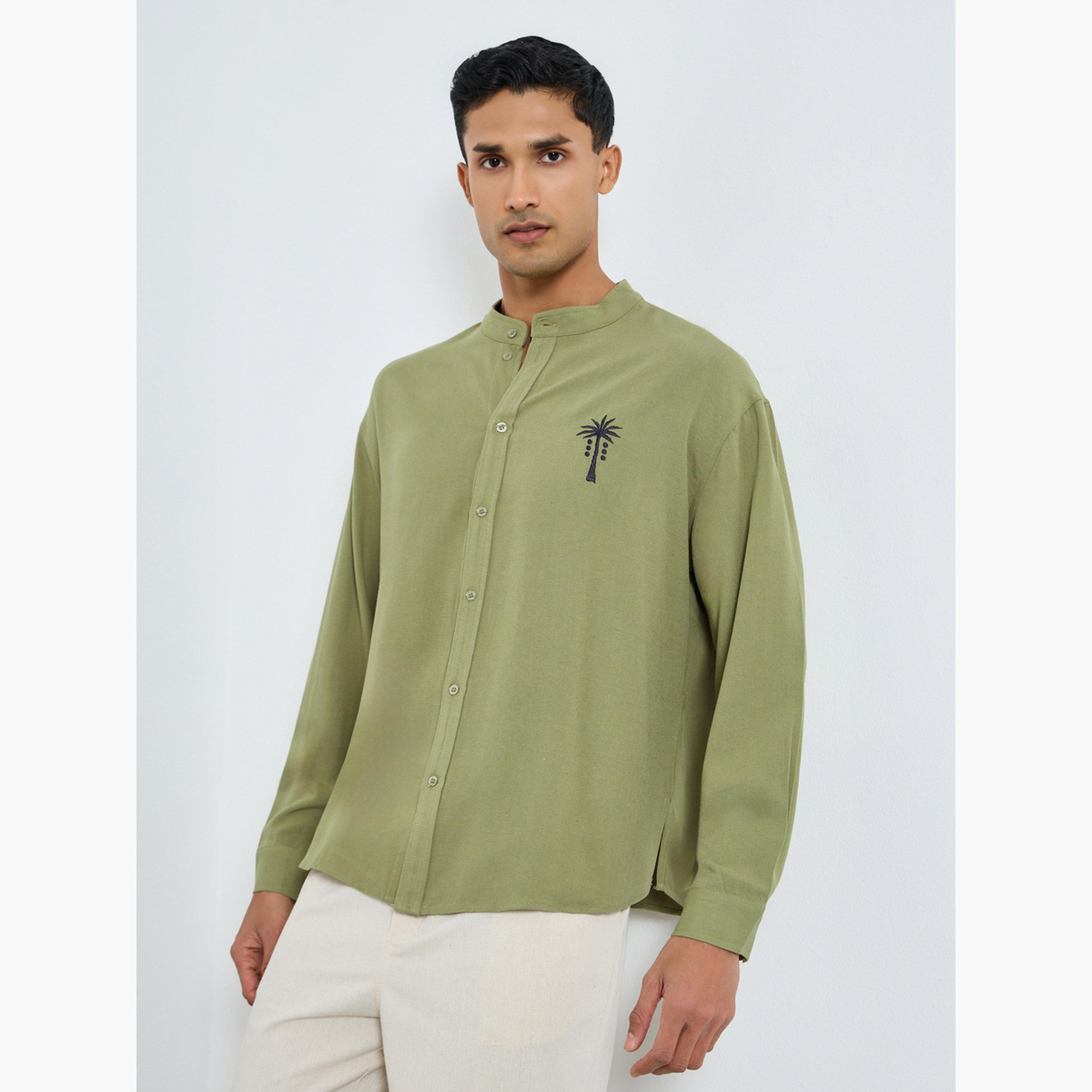 قميص كتان بياقة ماندارين-men-clothing-shirts-image-1