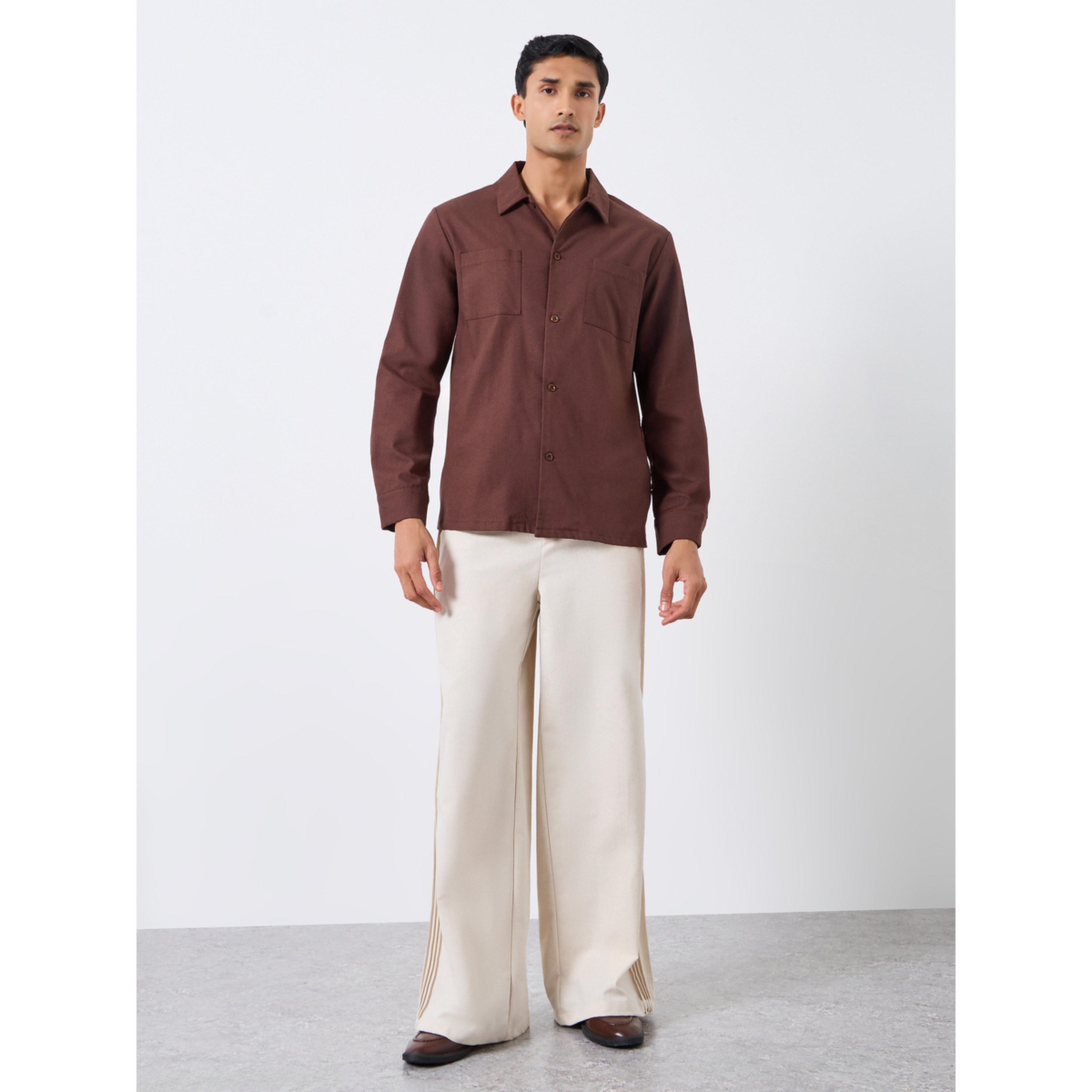 Styli Men Cream Linen Wide Leg Trousers-men-clothing-bottoms-joggers-image-2