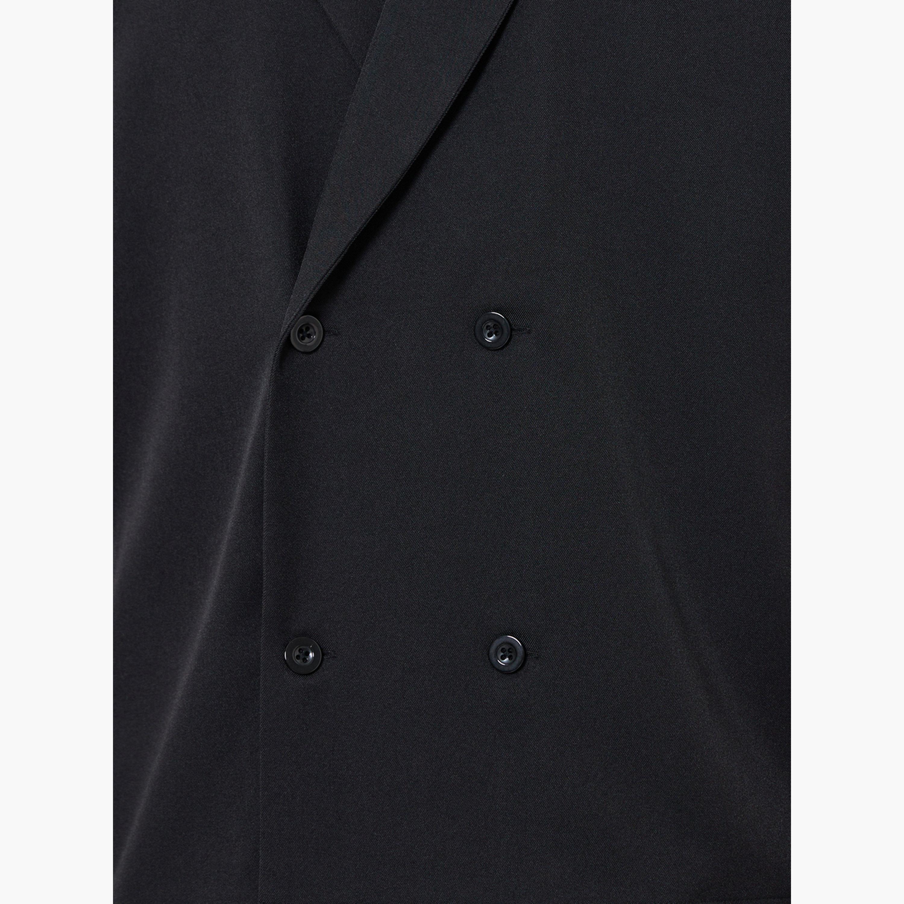 Styli Men Black Notch Collar Double Breasted Oversized Shirt-men-clothing-shirts-image-3
