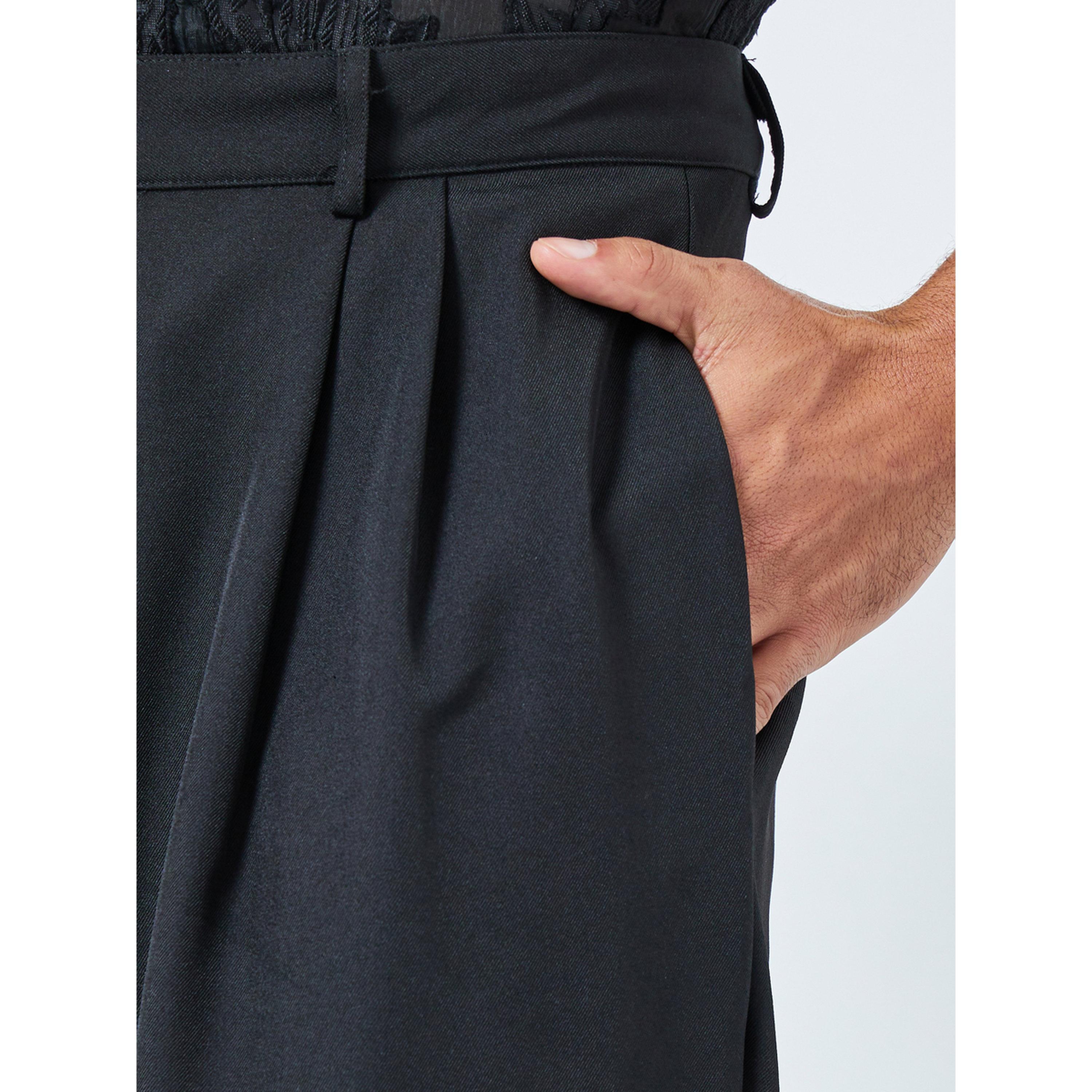 Styli Men Black Double Fold Pleat Baggy Trousers-men-clothing-bottoms-trousersandchinos-trousers-image-4