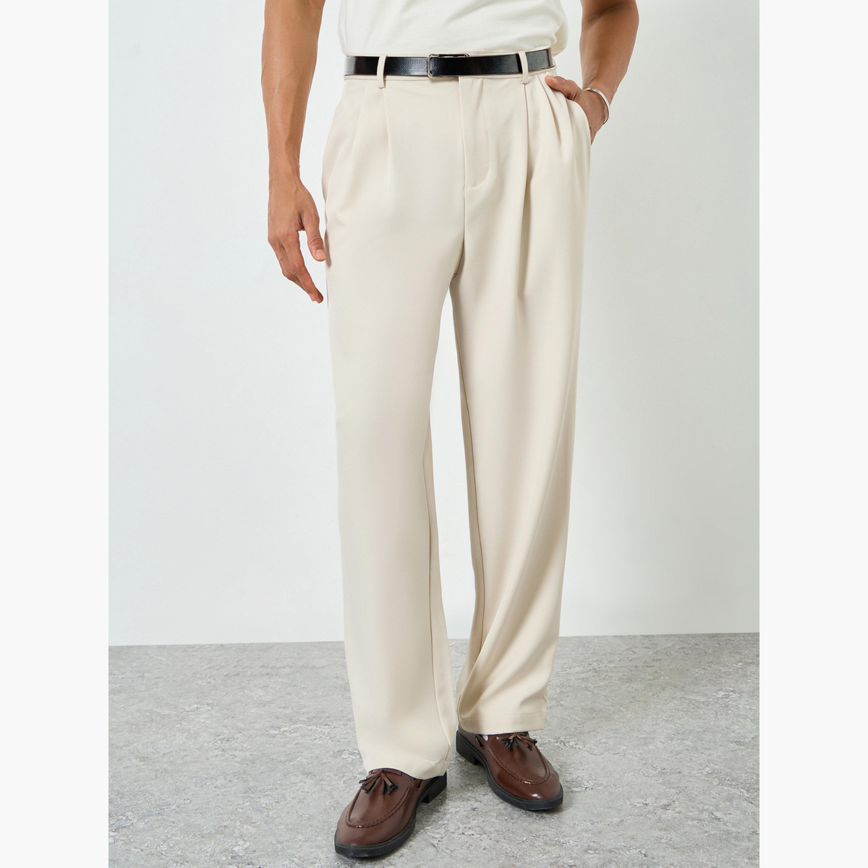 Styli Men Brown Double Fold Pleat Baggy Trousers-men-clothing-bottoms-trousersandchinos-trousers-image-1