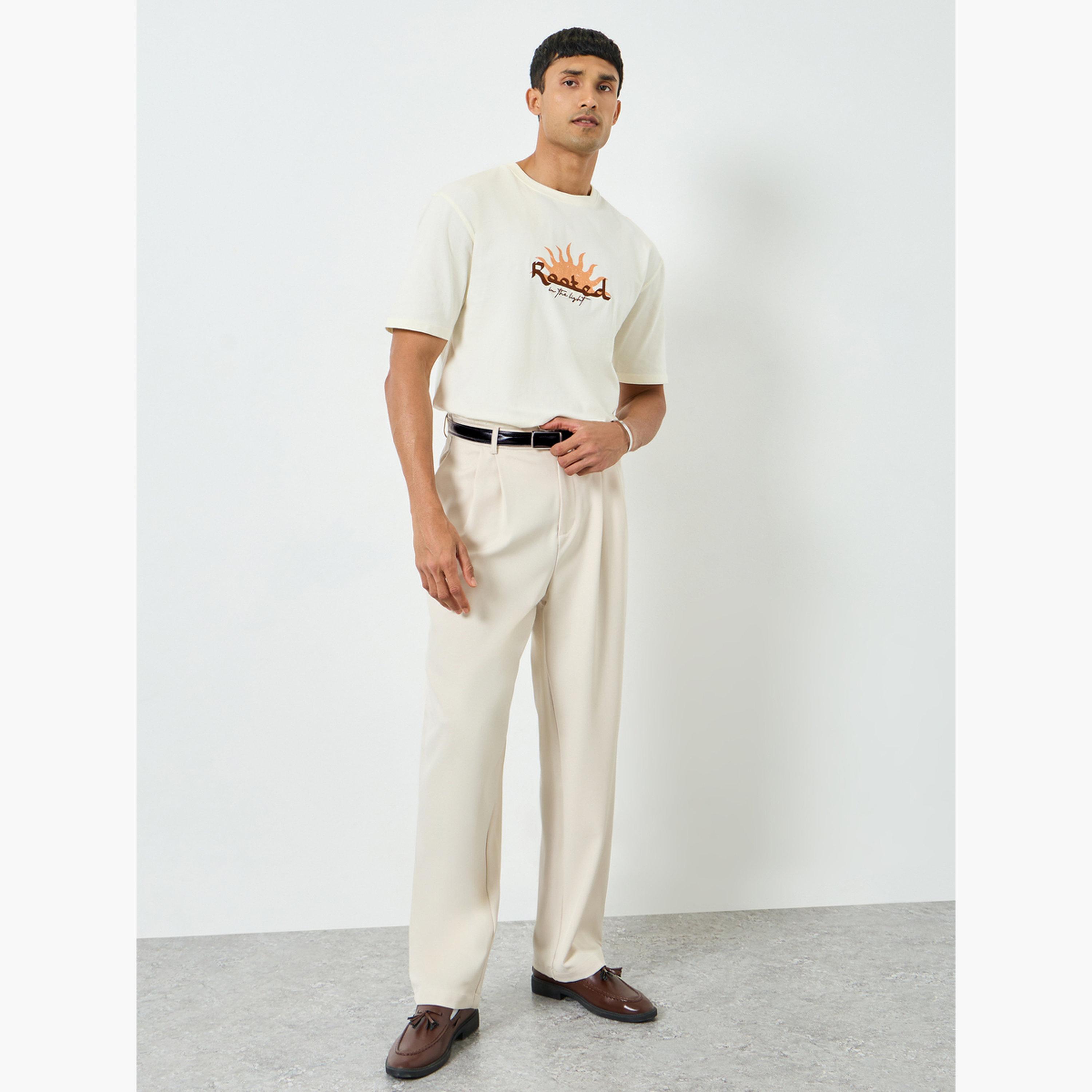 Styli Men Brown Double Fold Pleat Baggy Trousers-men-clothing-bottoms-trousersandchinos-trousers-image-2