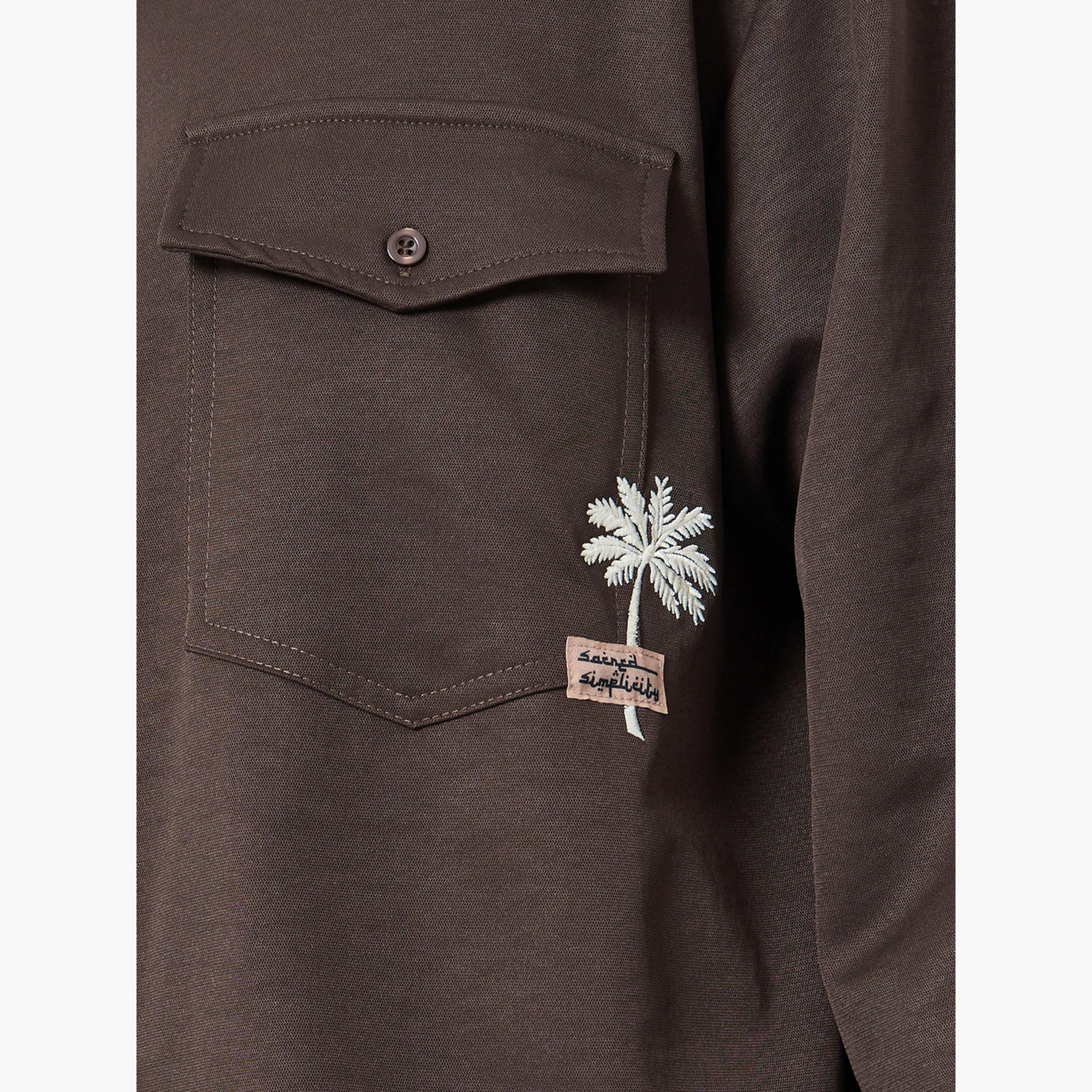 Styli Men Brown Embroidered Oversized Shirt-men-clothing-shirts-image-4