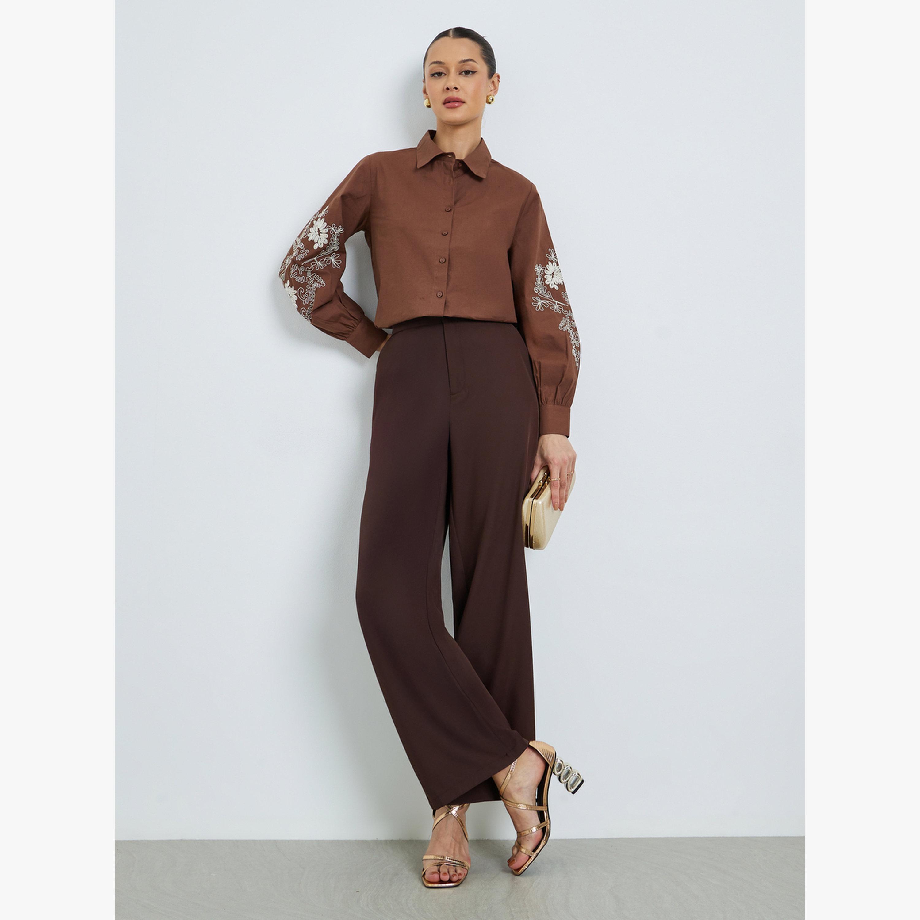 بلوزة بأكمام طويلة وتفاصيل مُطرّزة-women-clothing-shirtsandblouses-shirts-image-2