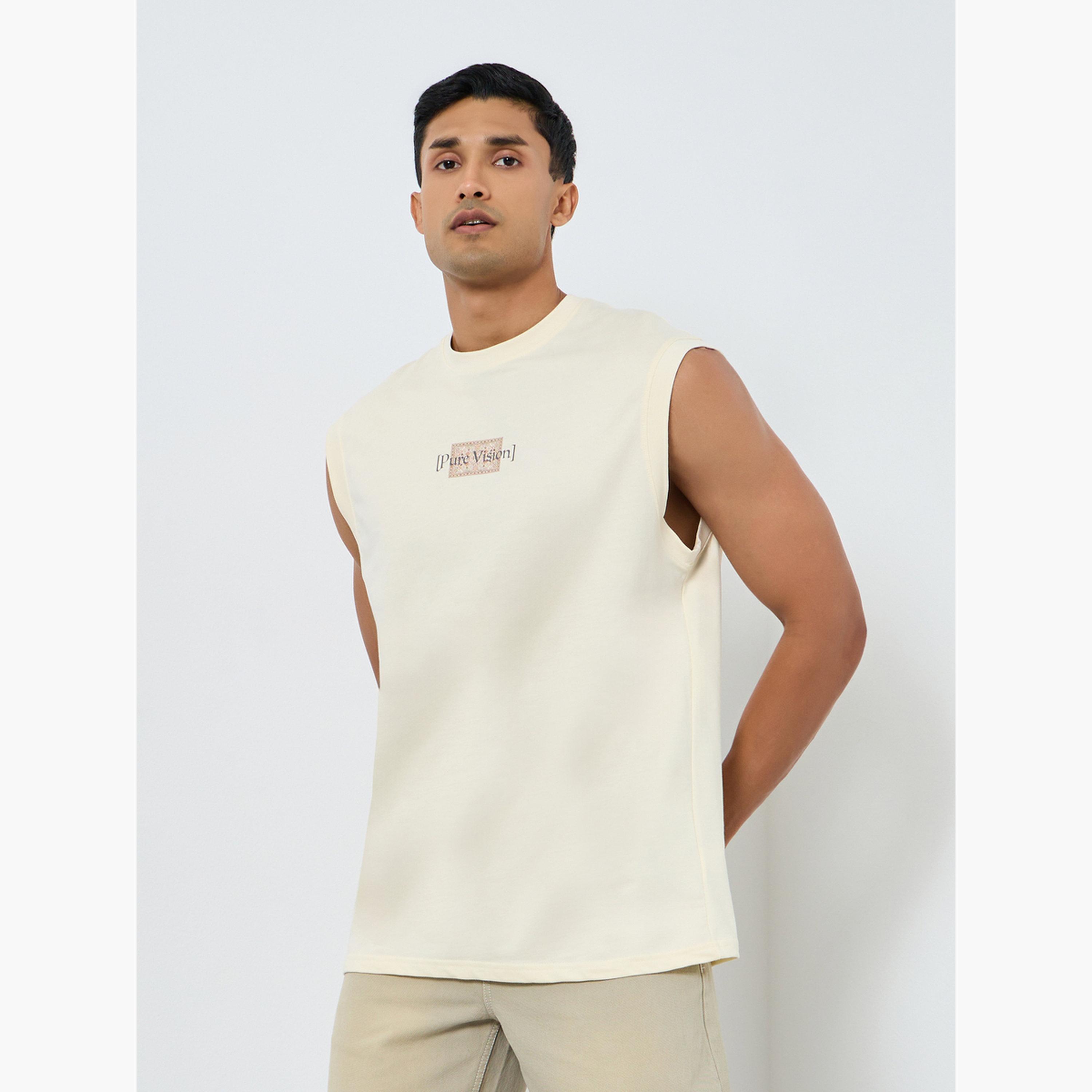 Styli Men Cream Graphic Print Tank-men-clothing-tshirtsandpolos-vests-image-1