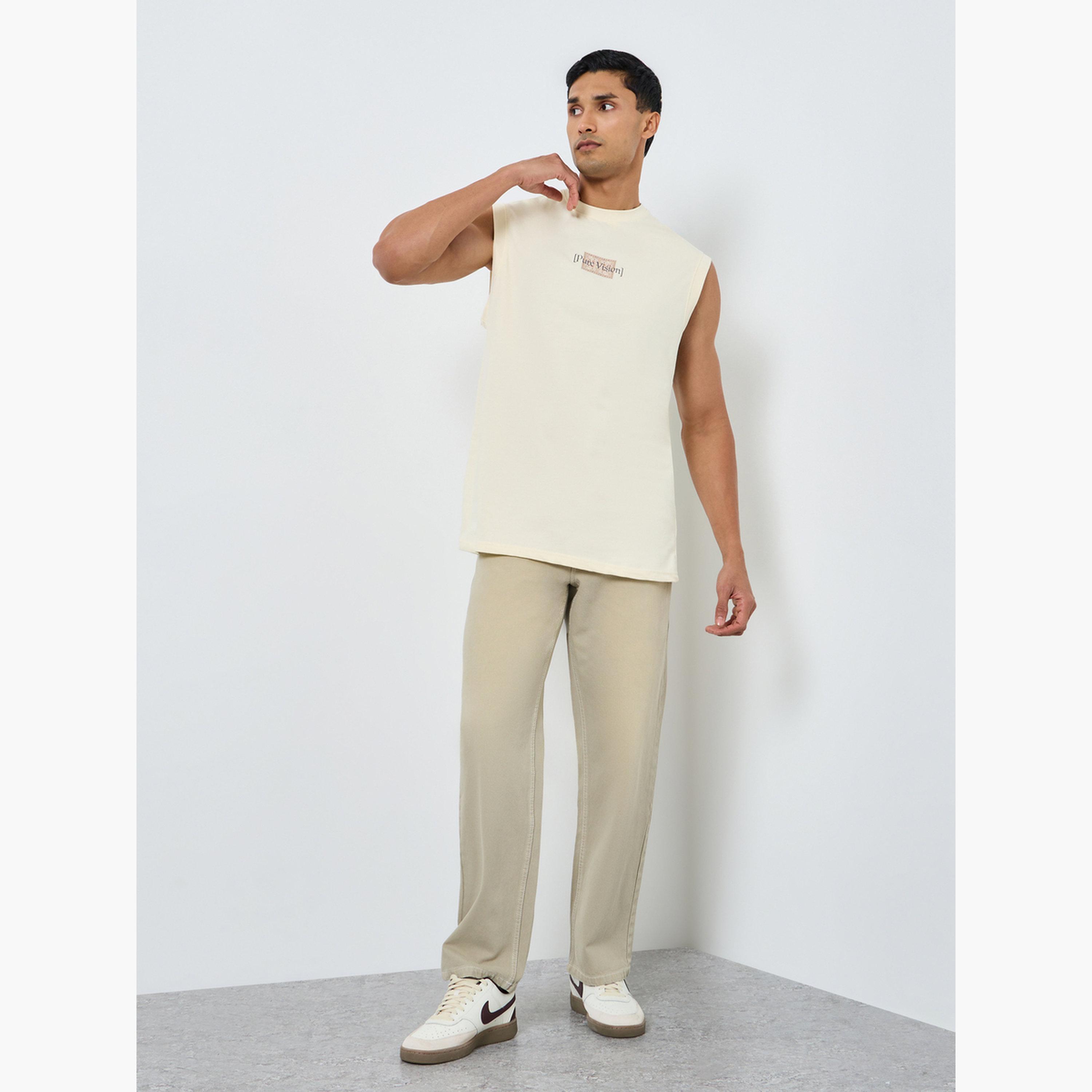 Styli Men Cream Graphic Print Tank-men-clothing-tshirtsandpolos-vests-image-2