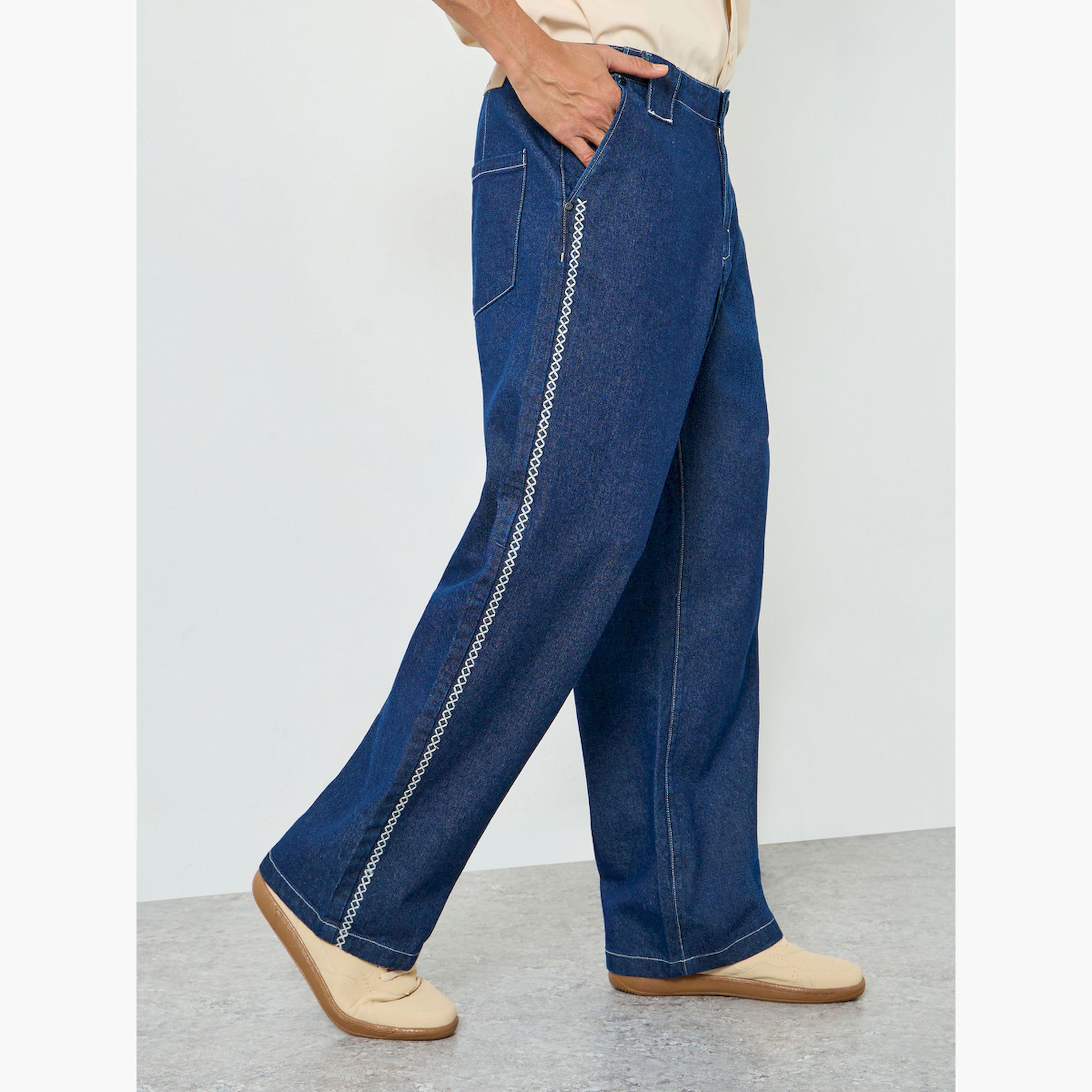 جينز بقصة فضفاضة وخياطة متباينة-men-clothing-bottoms-jeans-image-1