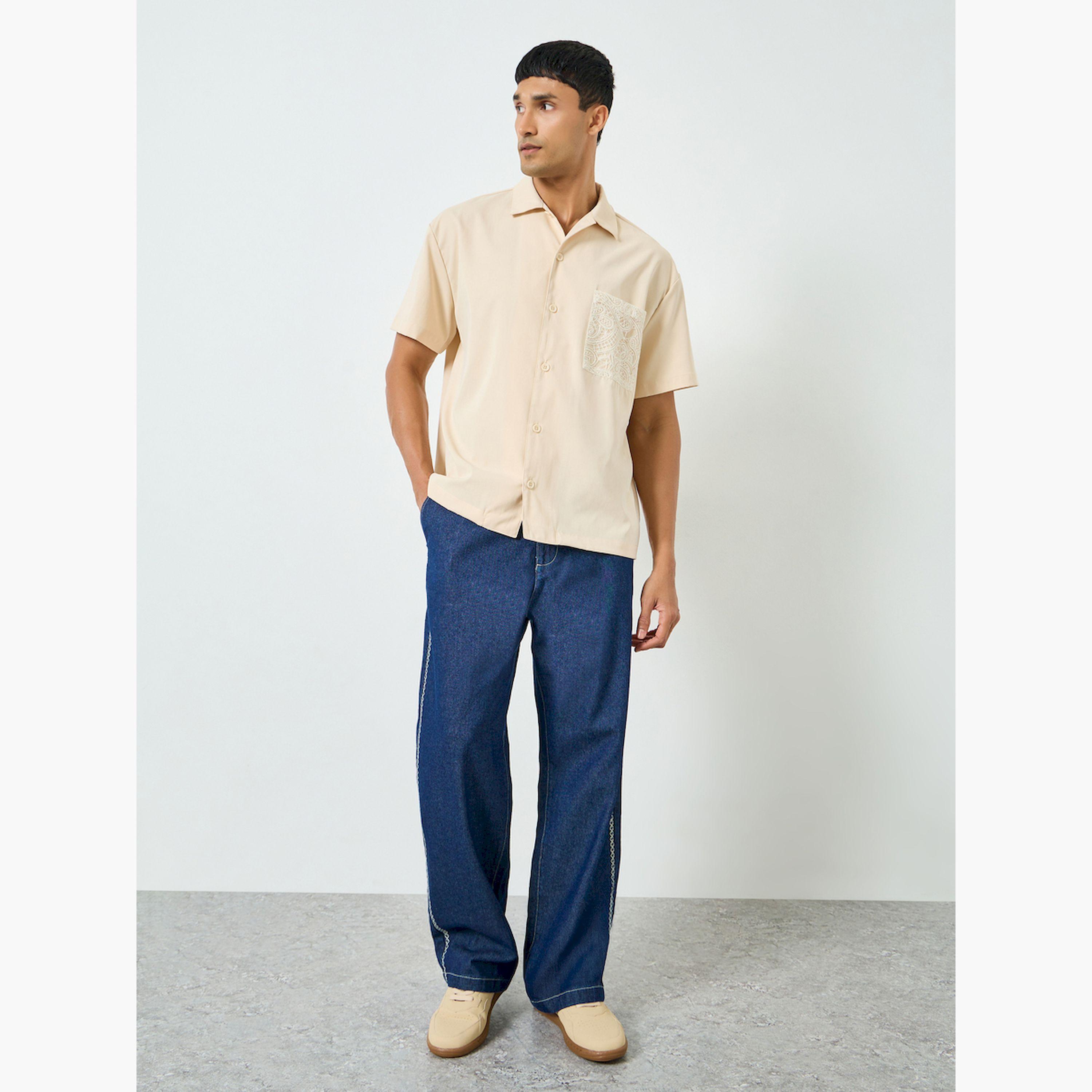 جينز بقصة فضفاضة وخياطة متباينة-men-clothing-bottoms-jeans-image-2
