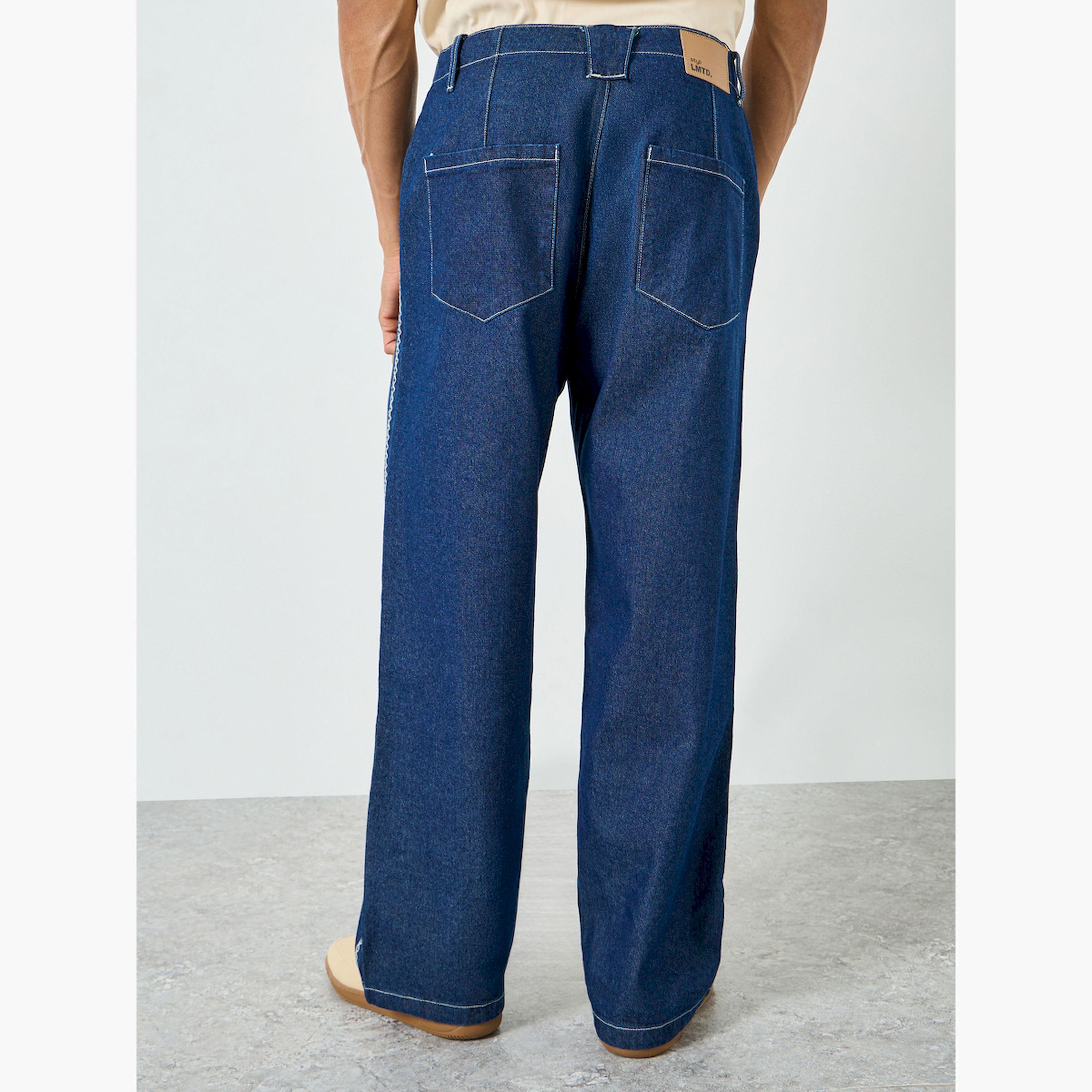 جينز بقصة فضفاضة وخياطة متباينة-men-clothing-bottoms-jeans-image-4
