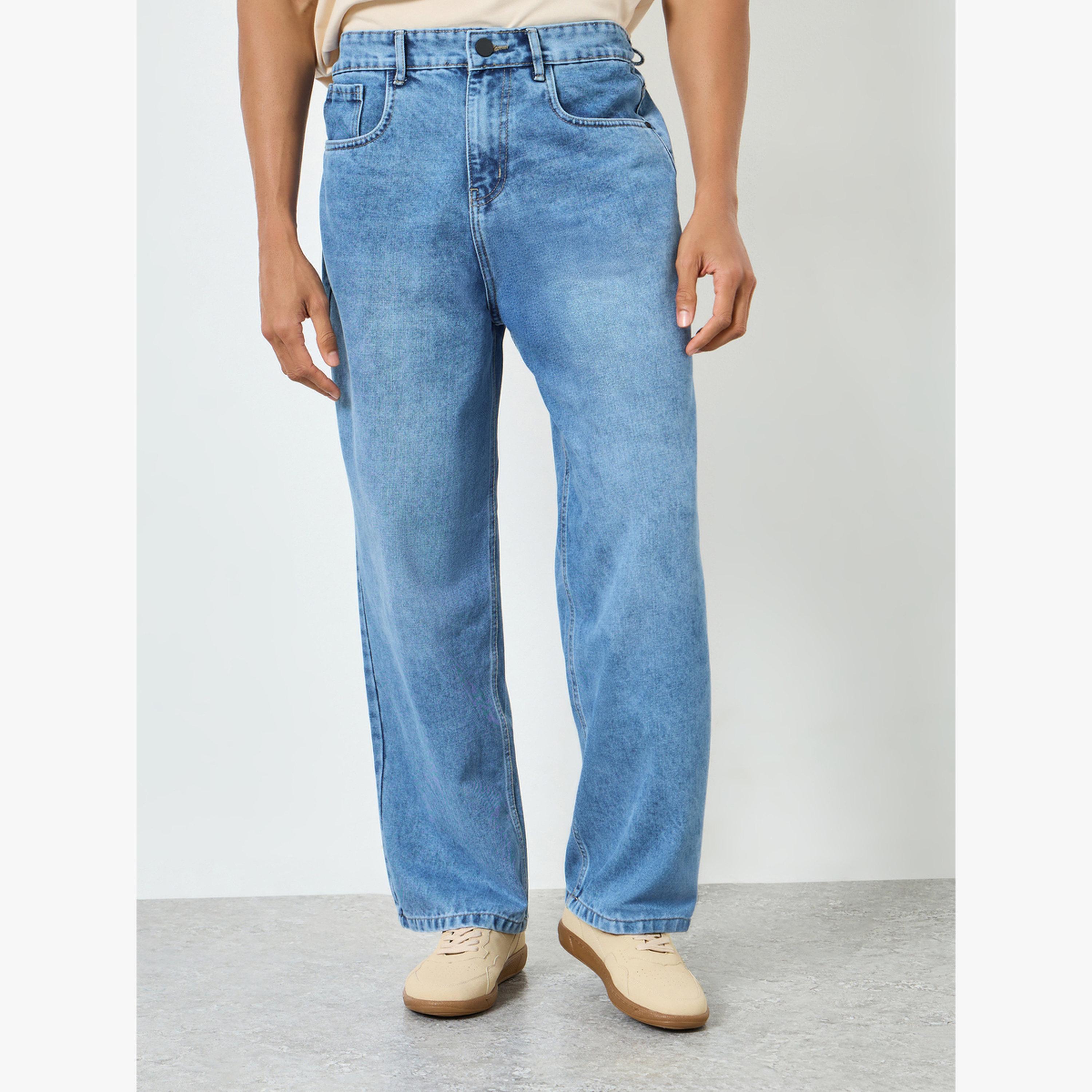 Styli Men Baggy Jeans with Applique Pocket Detail-men-clothing-bottoms-jeans-image-1