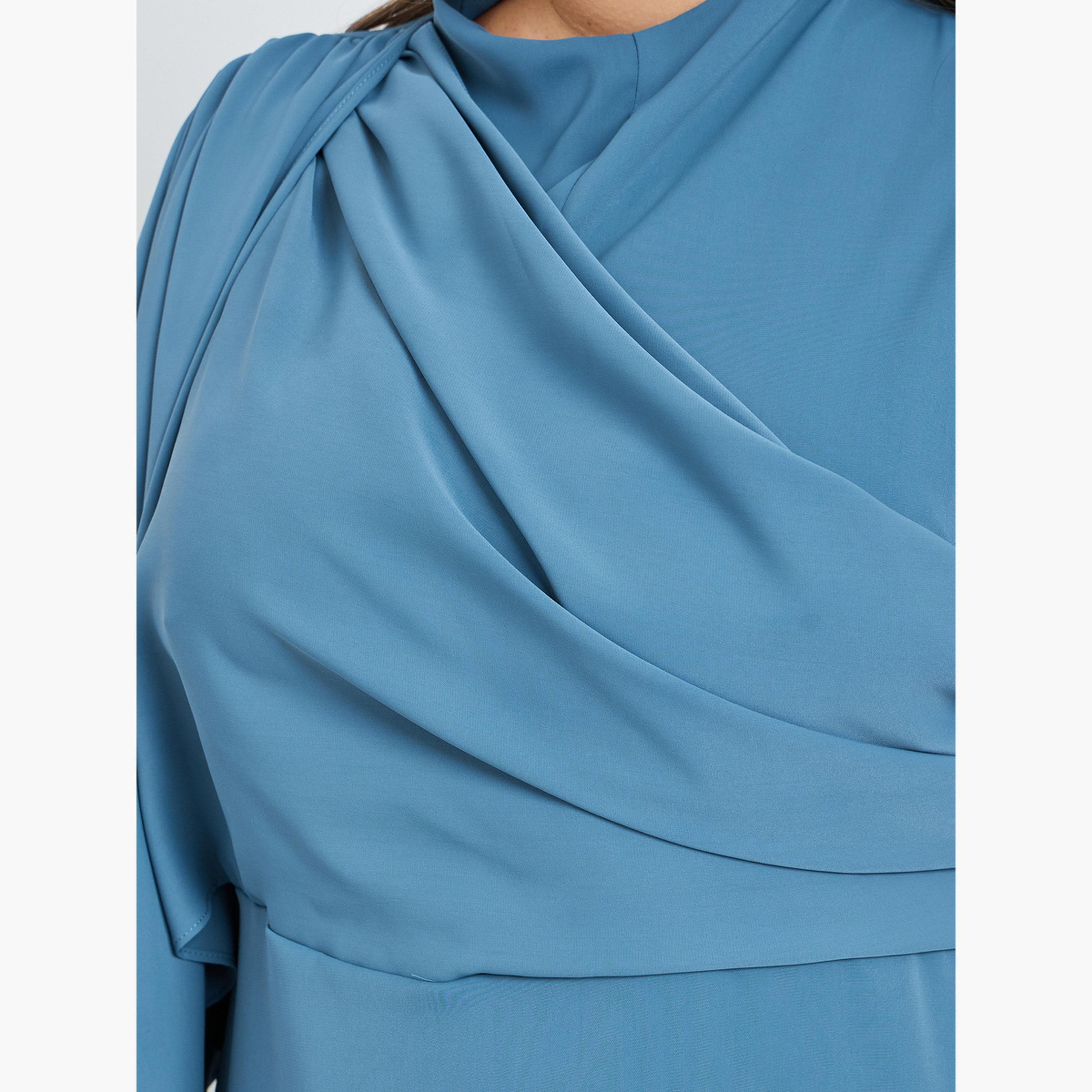 Styli Plus Size Blue Pleated A-Line Maxi Dress-women-clothing-dresses-image-5