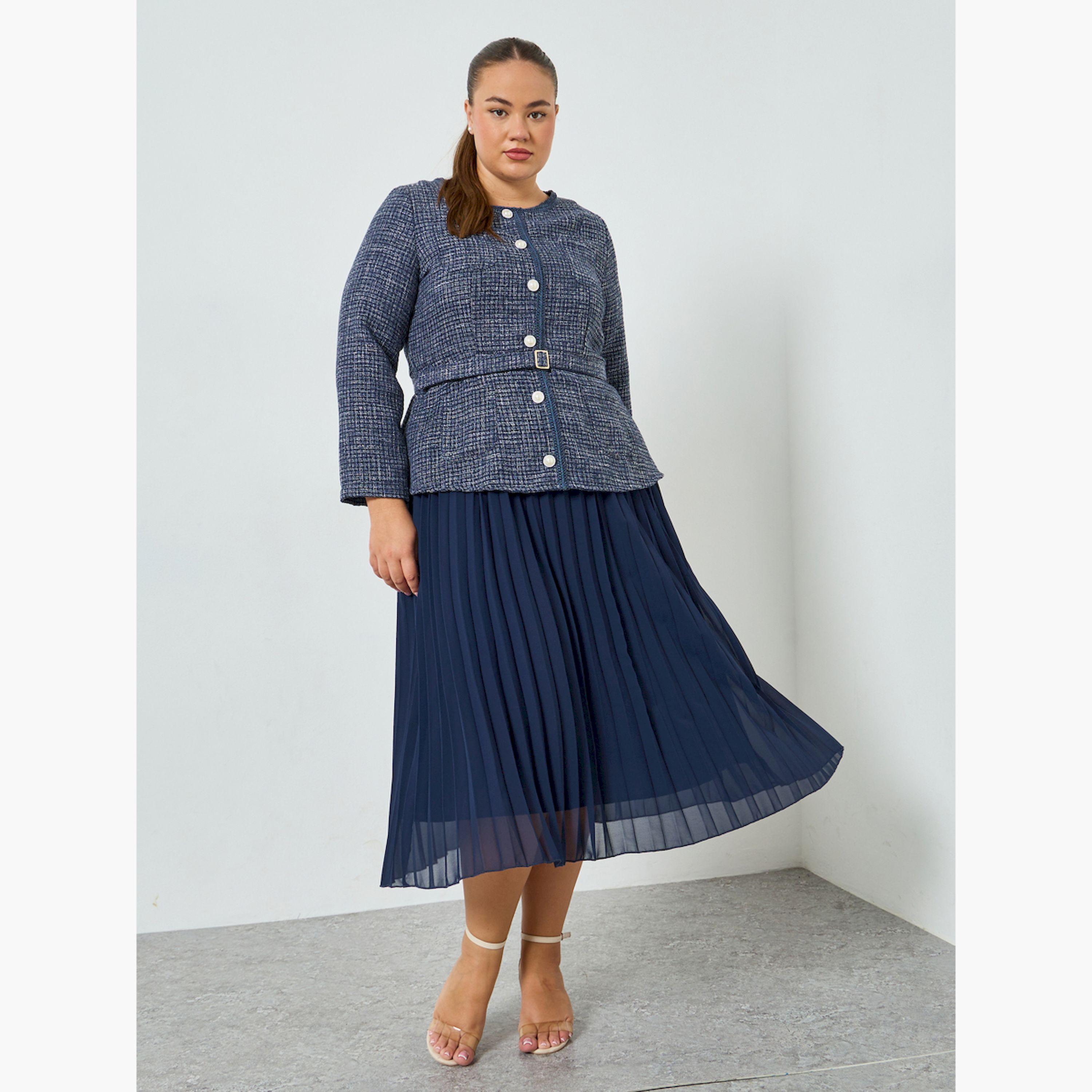 فستان ميدي مقاس كبير بأكمام طويلة وحافة واسعة-women-clothing-dresses-image-1