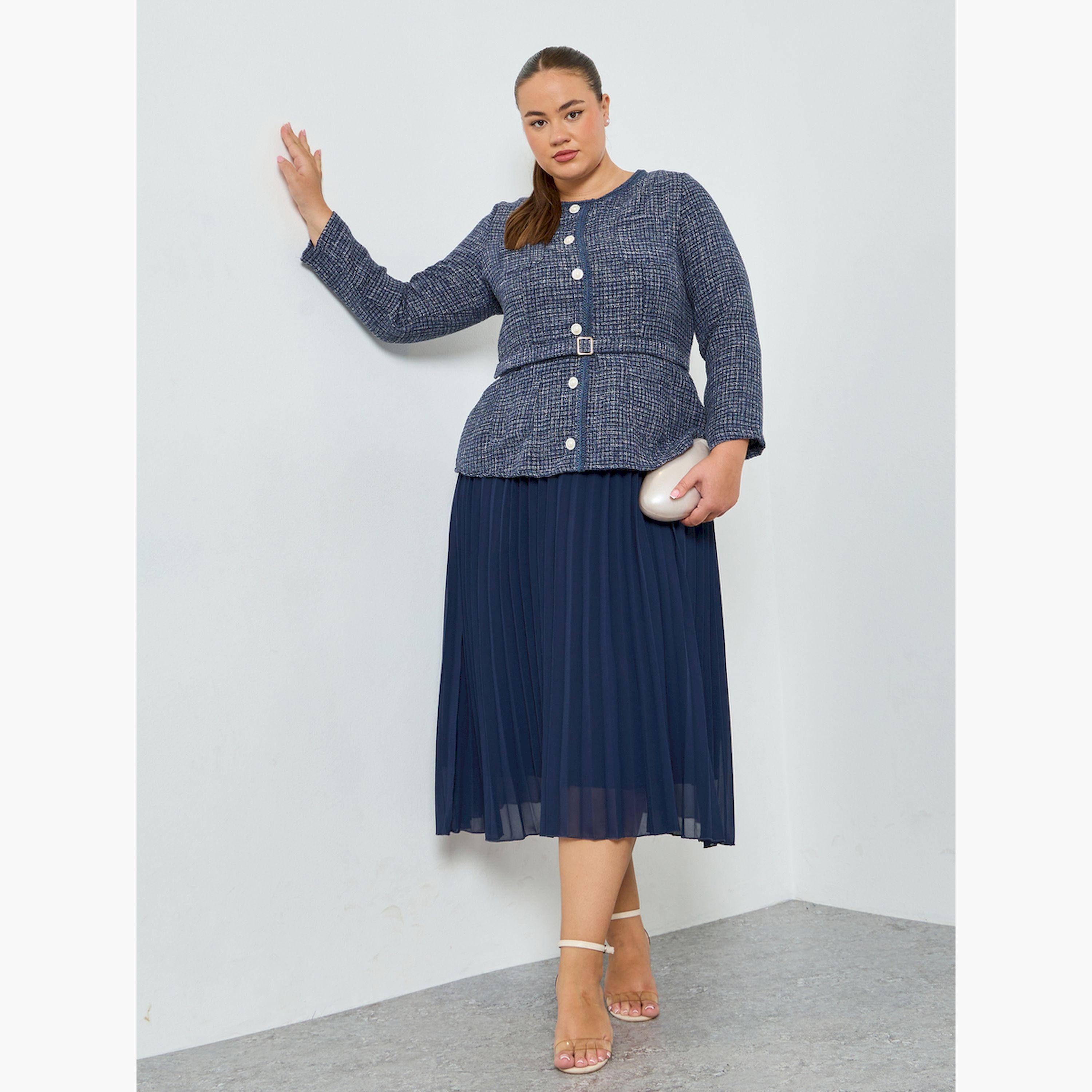 فستان ميدي مقاس كبير بأكمام طويلة وحافة واسعة-women-clothing-dresses-image-3
