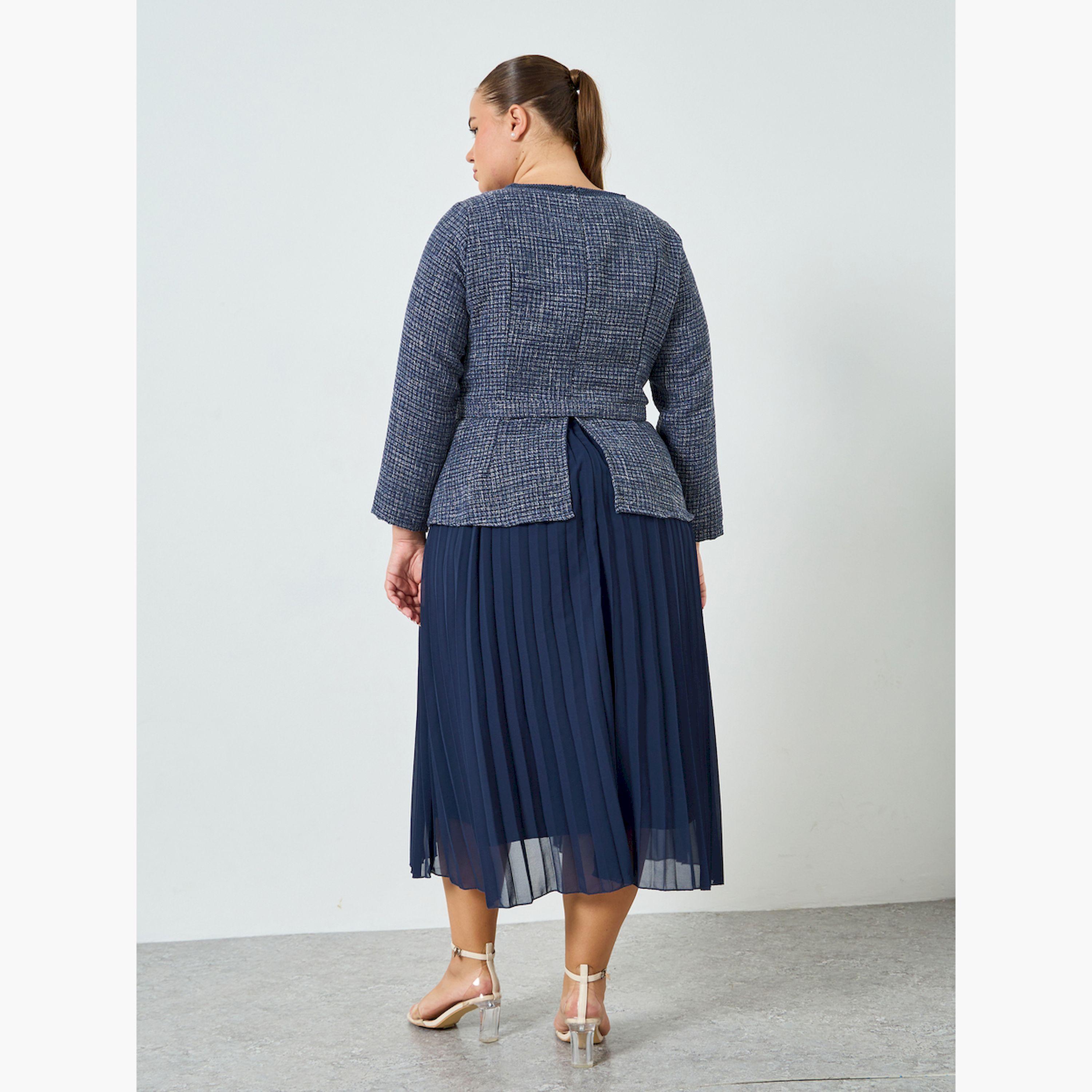 فستان ميدي مقاس كبير بأكمام طويلة وحافة واسعة-women-clothing-dresses-image-4