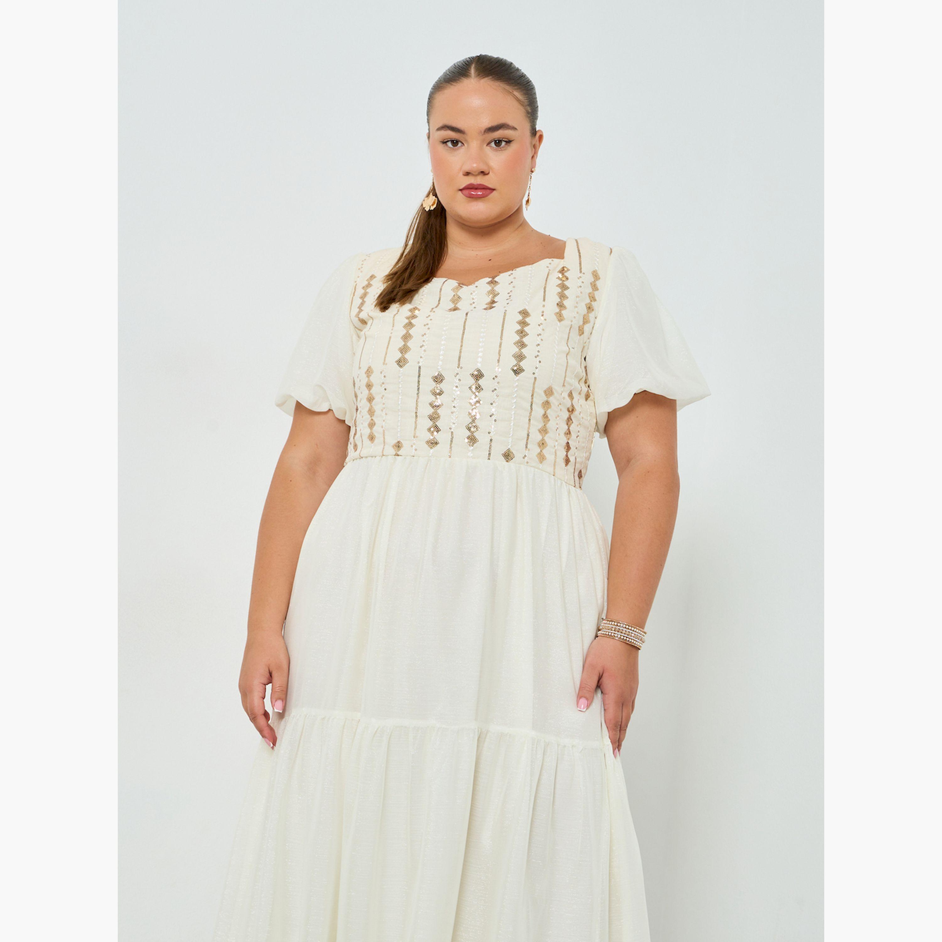 Styli Plus Size Cream Embroidered Tiered Maxi Dress-women-clothing-dresses-image-2