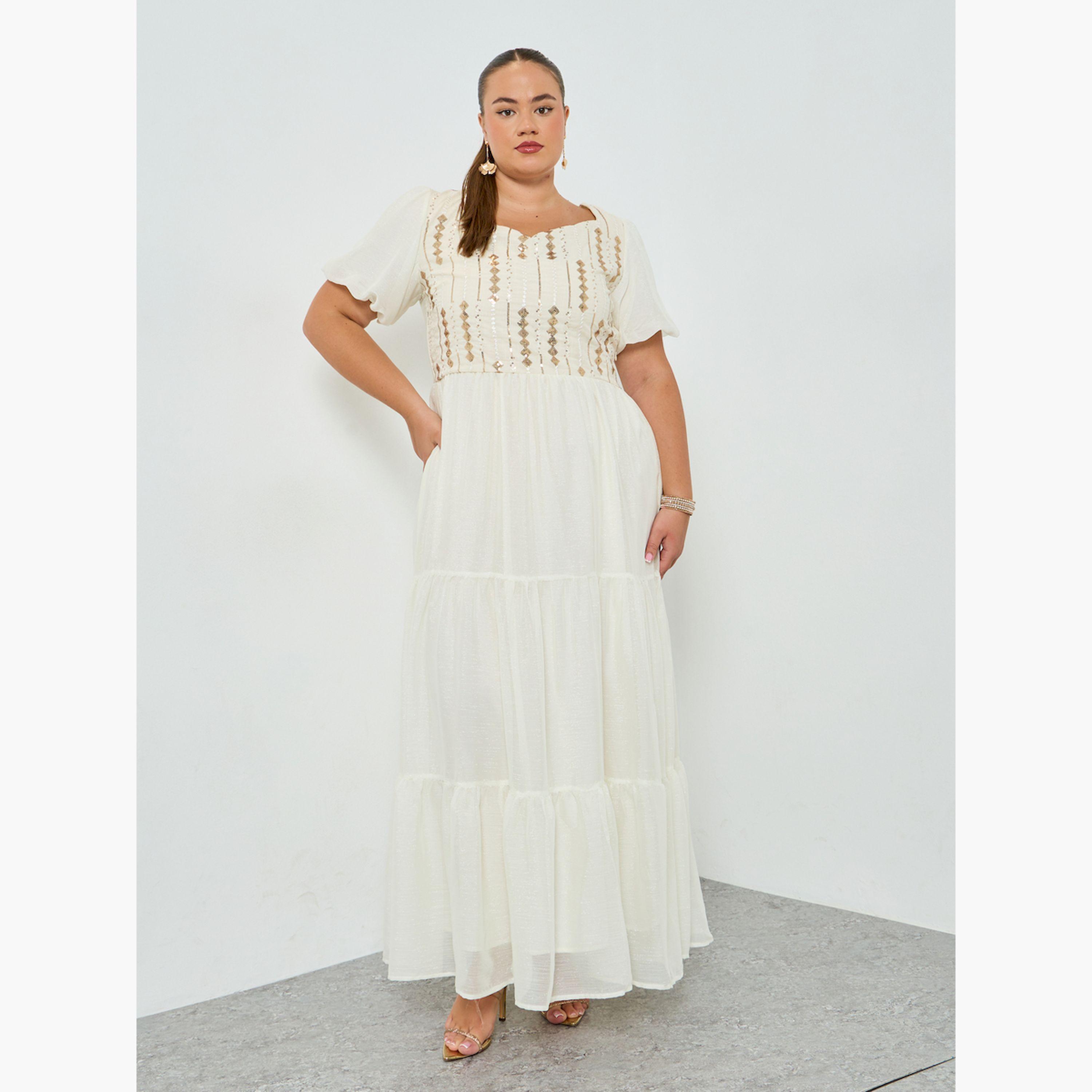 Styli Plus Size Cream Embroidered Tiered Maxi Dress-women-clothing-dresses-image-3