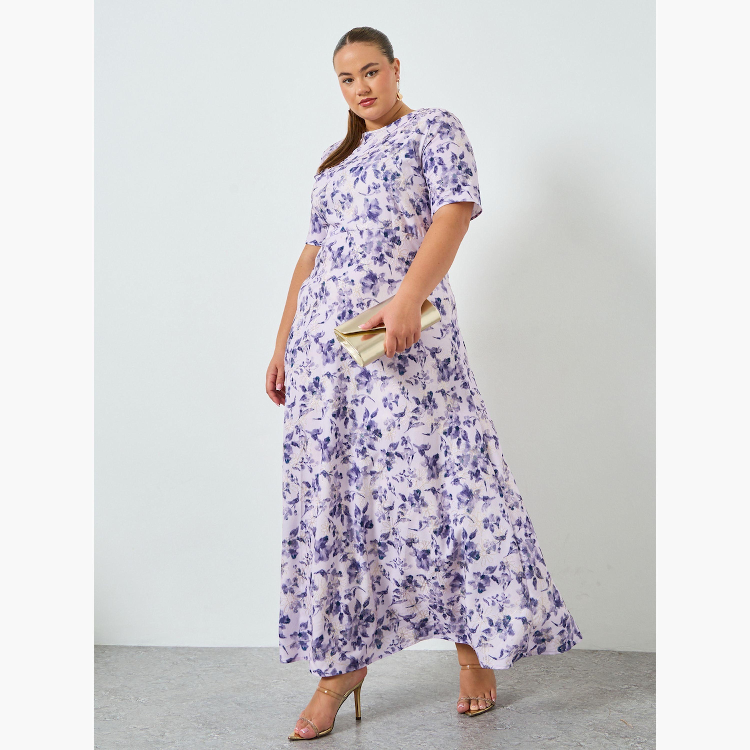 Styli Plus Size Purple Floral Sheath Maxi Dress-women-clothing-dresses-image-2