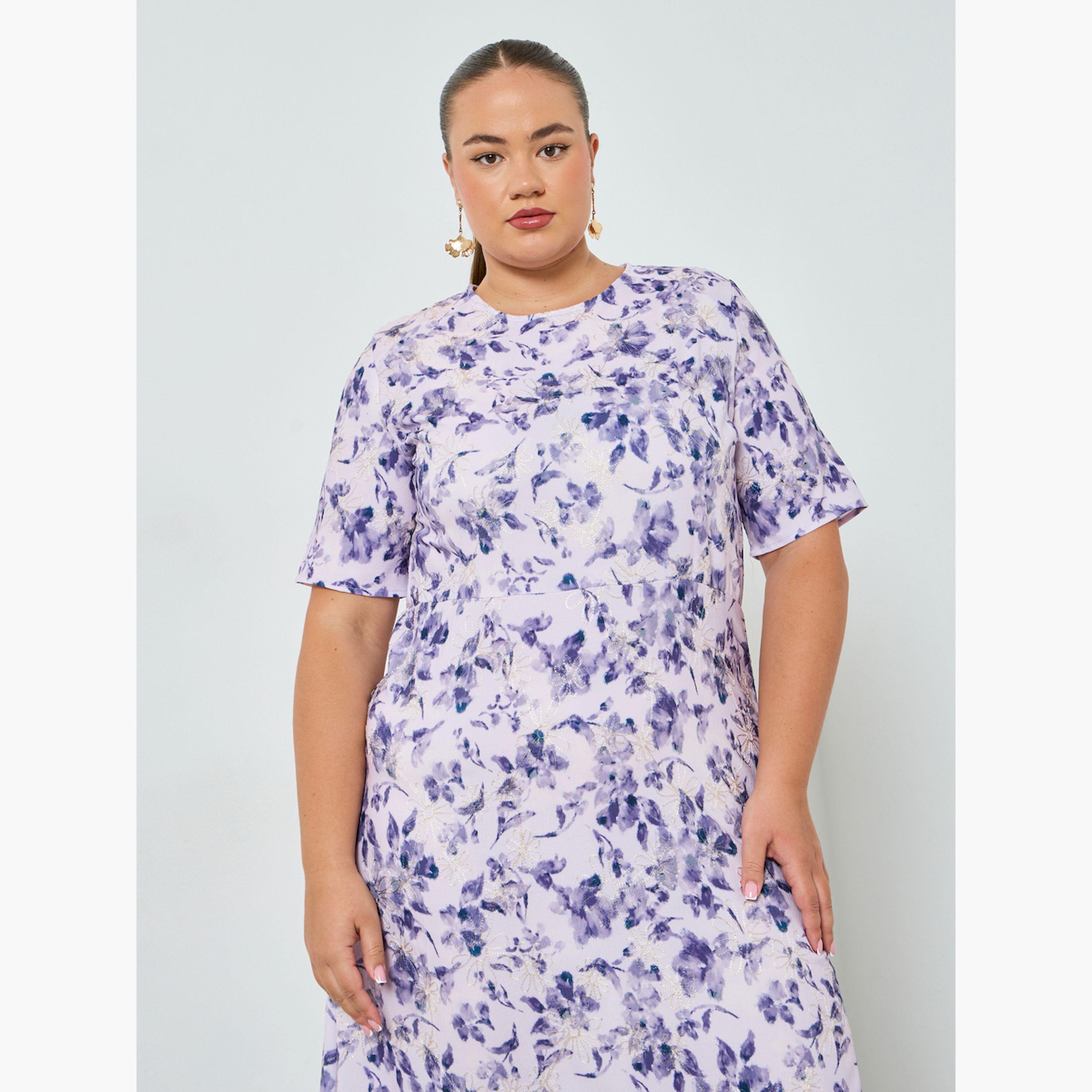 Styli Plus Size Purple Floral Sheath Maxi Dress-women-clothing-dresses-image-3
