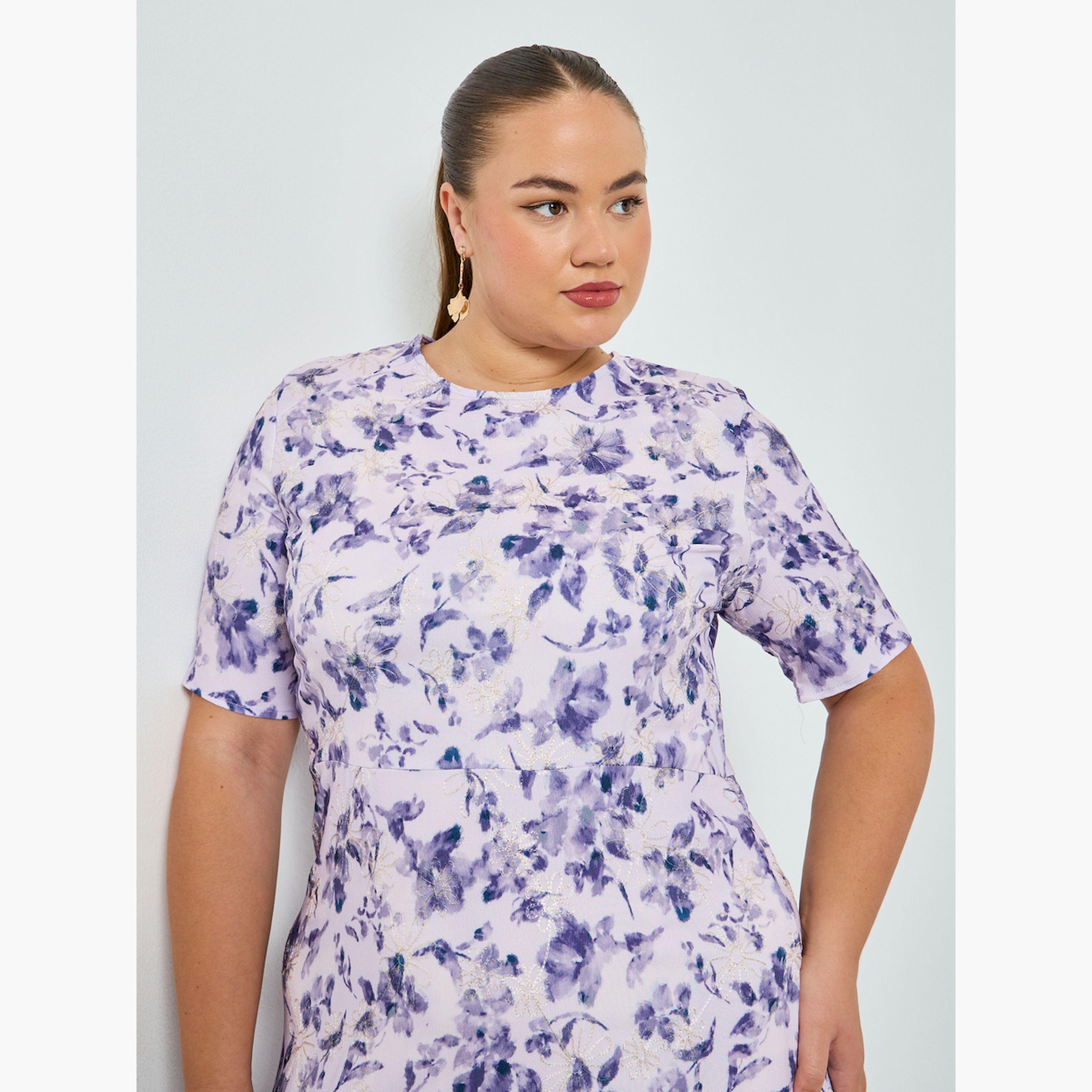Styli Plus Size Purple Floral Sheath Maxi Dress-women-clothing-dresses-image-4