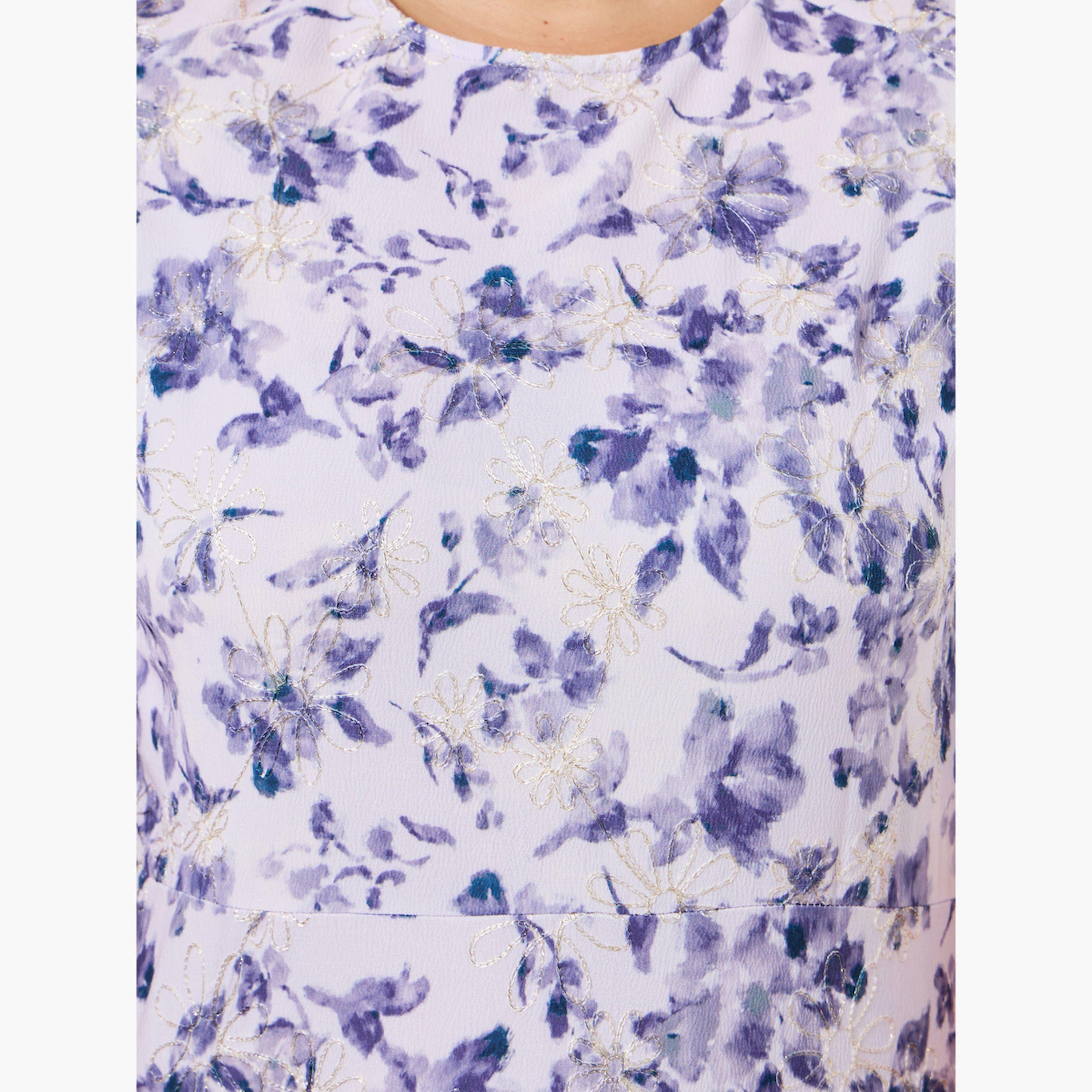 فستان طويل مقاس كبير ضيق بنقشة الزهور-women-clothing-dresses-image-6