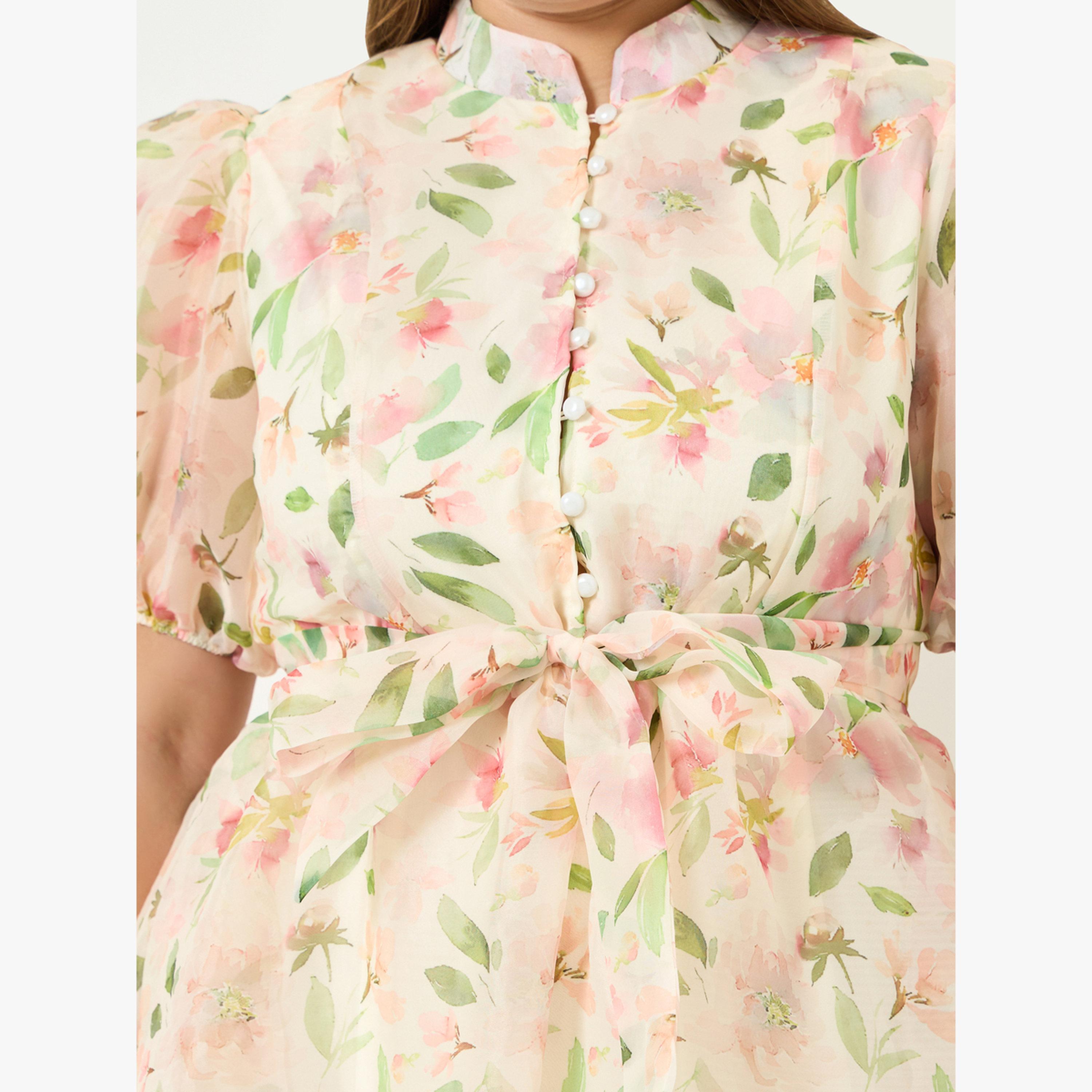 Styli Plus Size Floral Print Puff Sleeves A-Line Maxi Dress-women-clothing-dresses-image-5