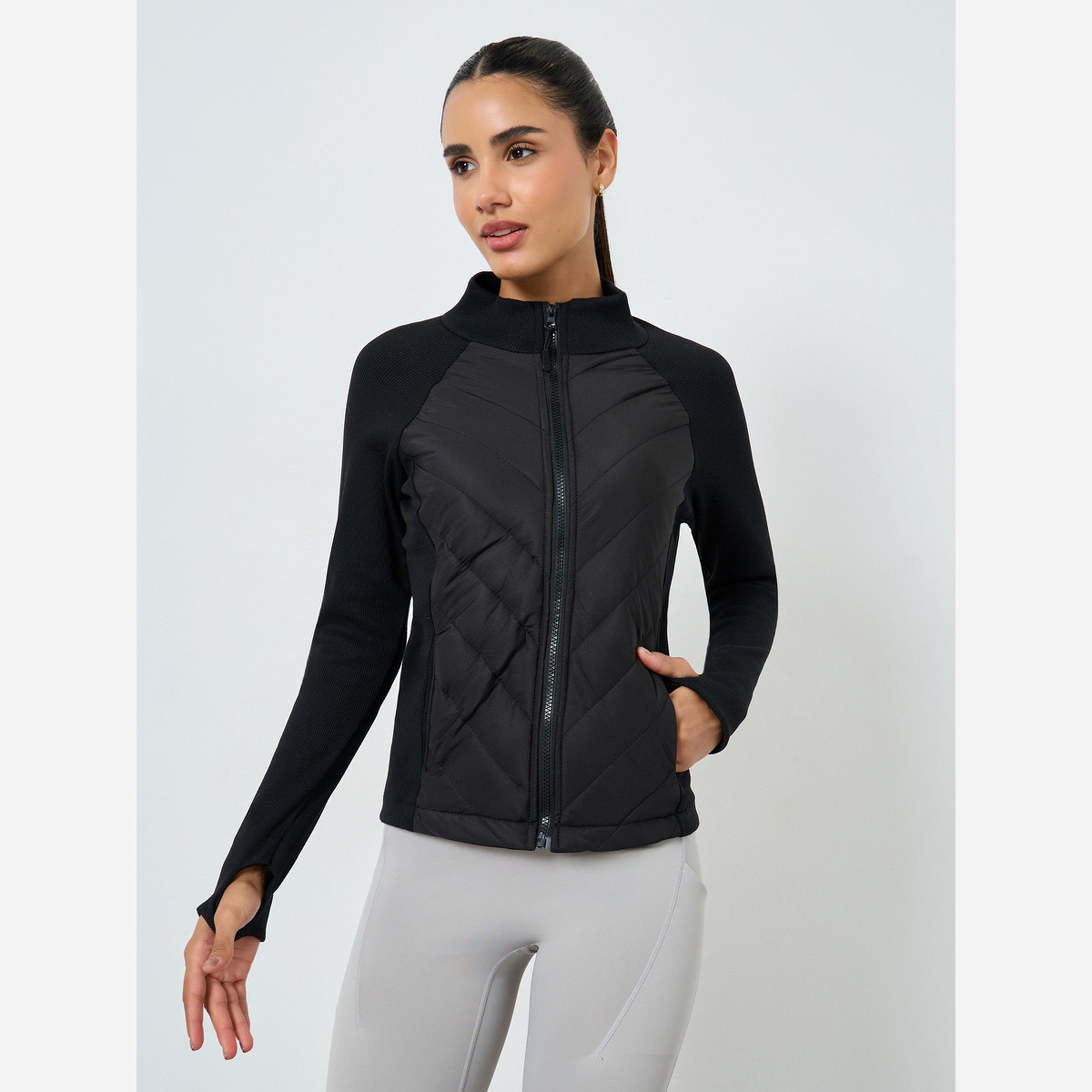 Styli Long Sleeve Thumbhole Detail Full Zip Padded Jacket-women-clothing-sportswearandactivewear-coatsandjackets-jackets-image-1