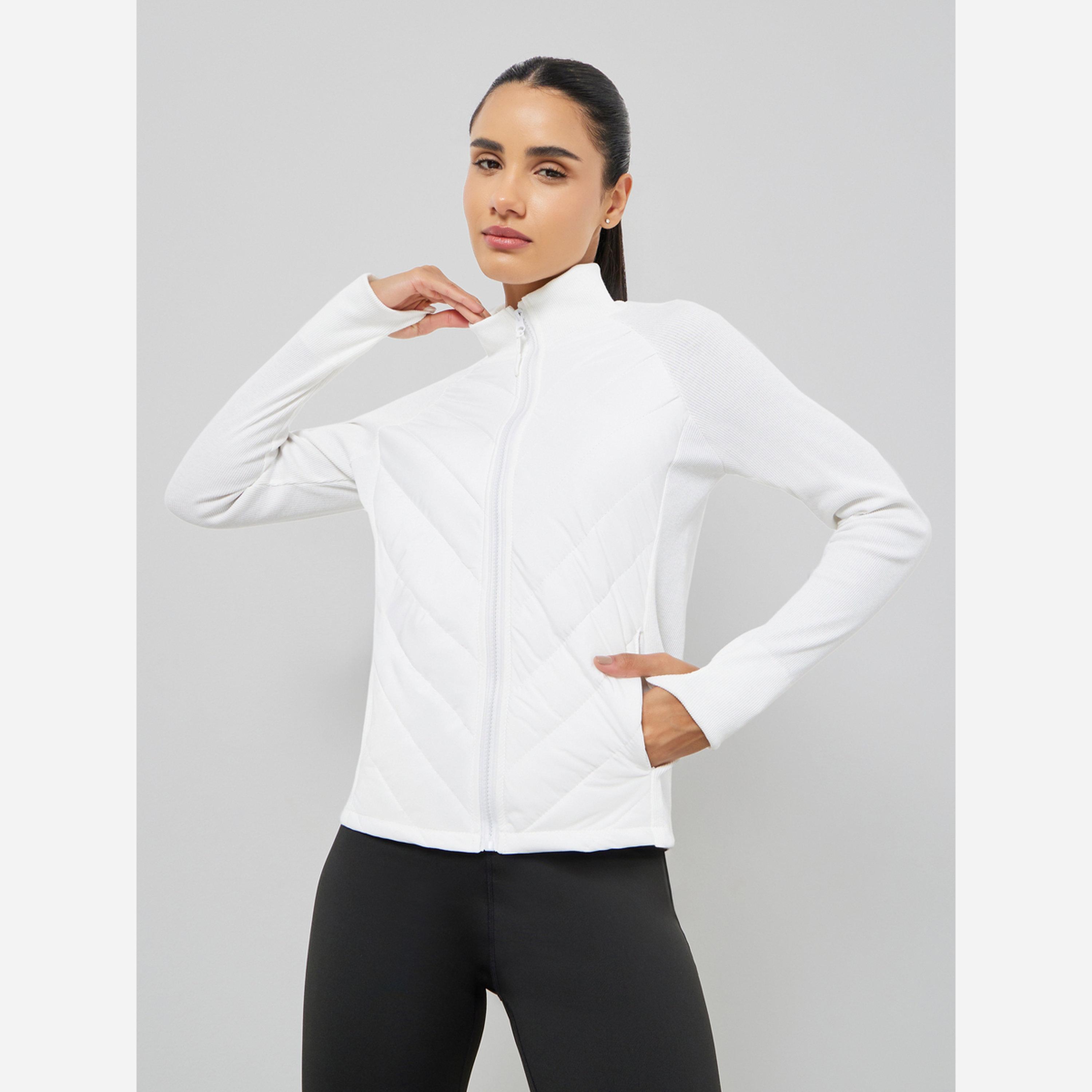 Styli Solid Long Sleeve Thumbhole Detail Padded Jacket-women-clothing-sportswearandactivewear-coatsandjackets-jackets-image-1